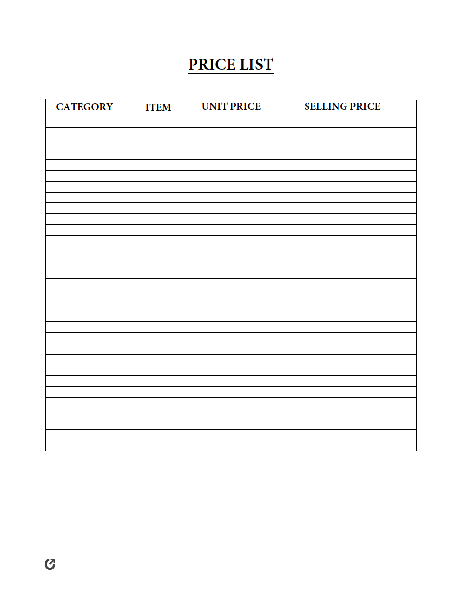 Free Price List Templates PDF WORD EXCEL Free Price List Templates PDF WORD EXCEL