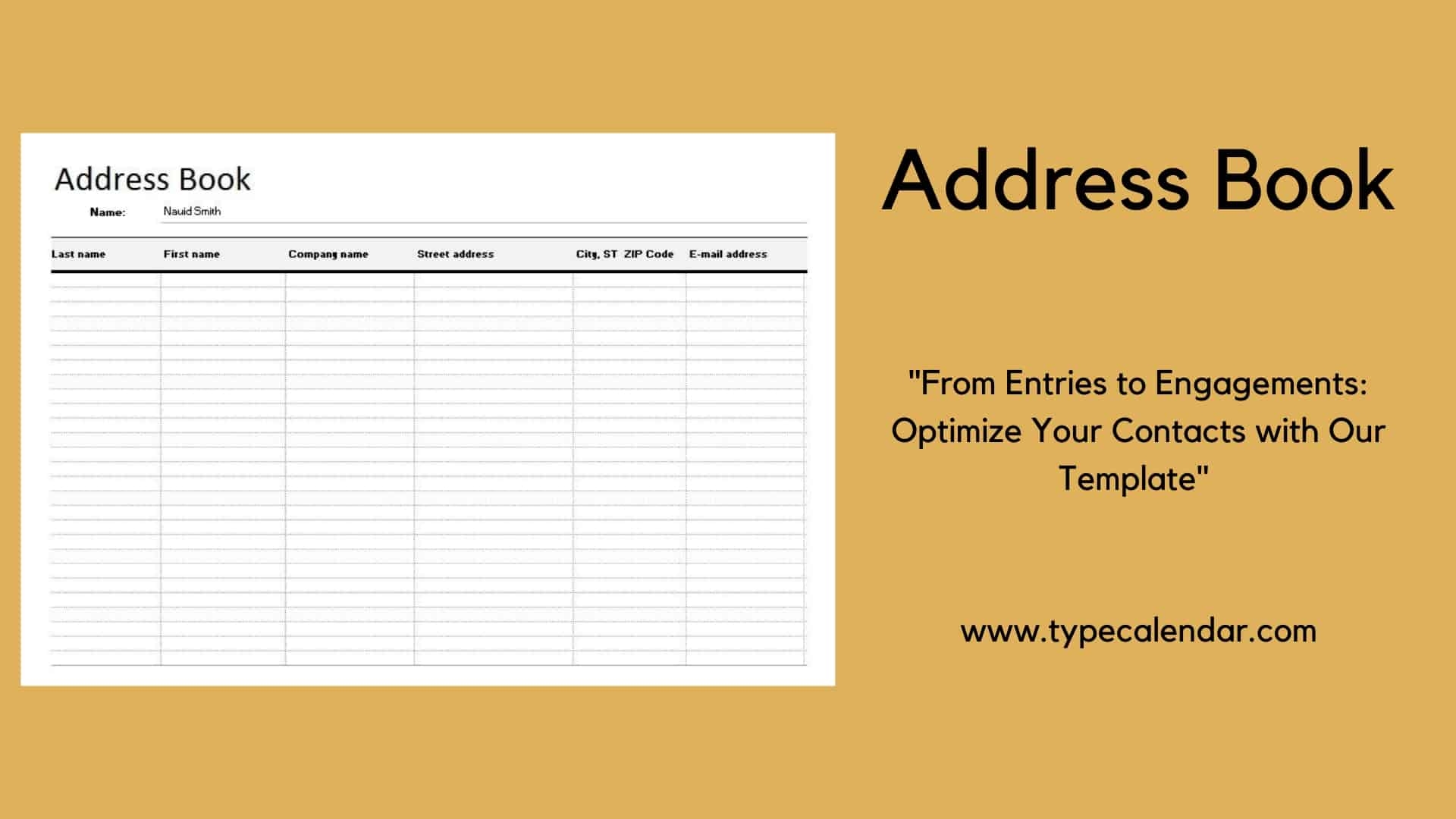 Address Book Template Printable