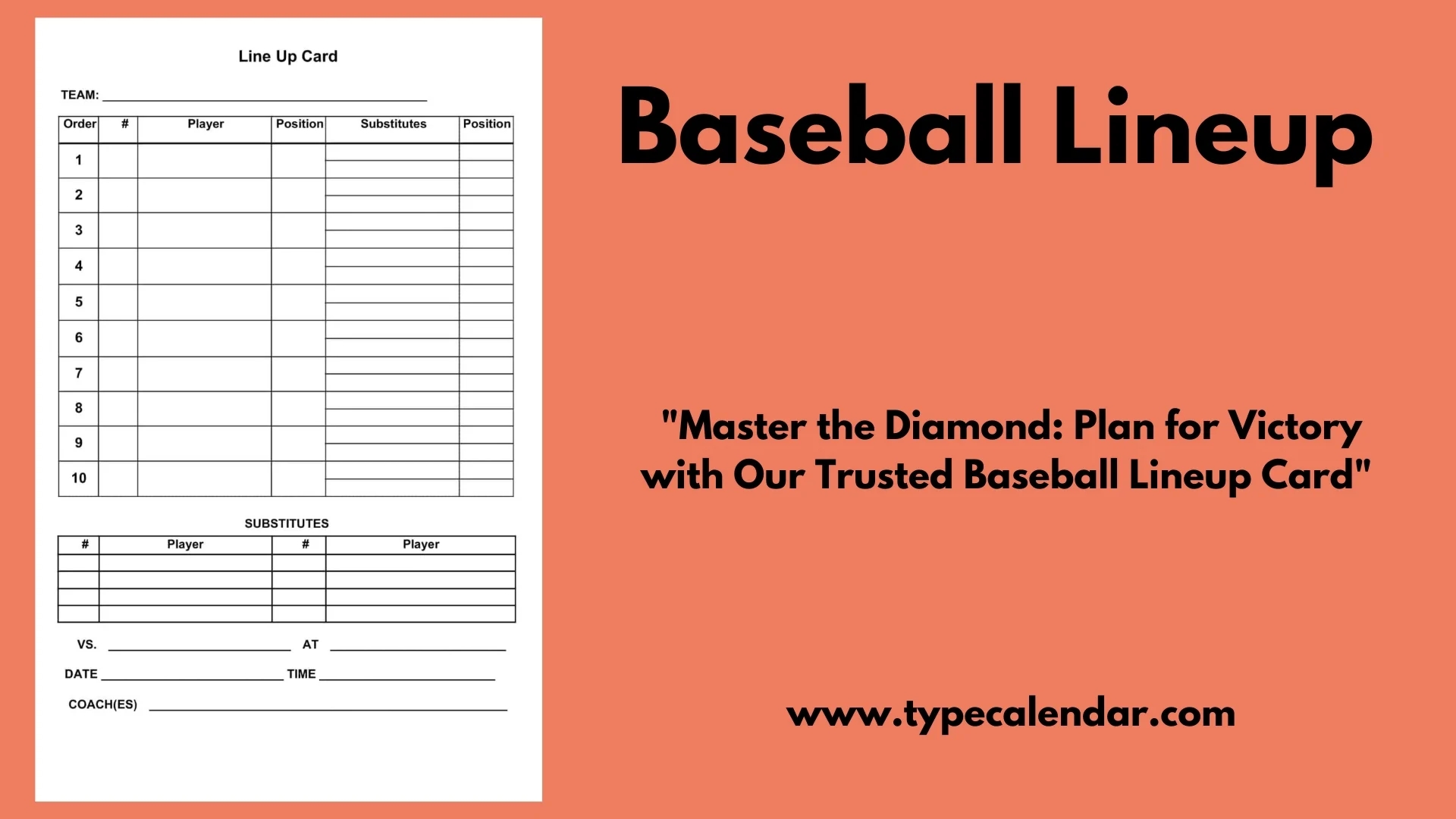 Printable Baseball Position Template