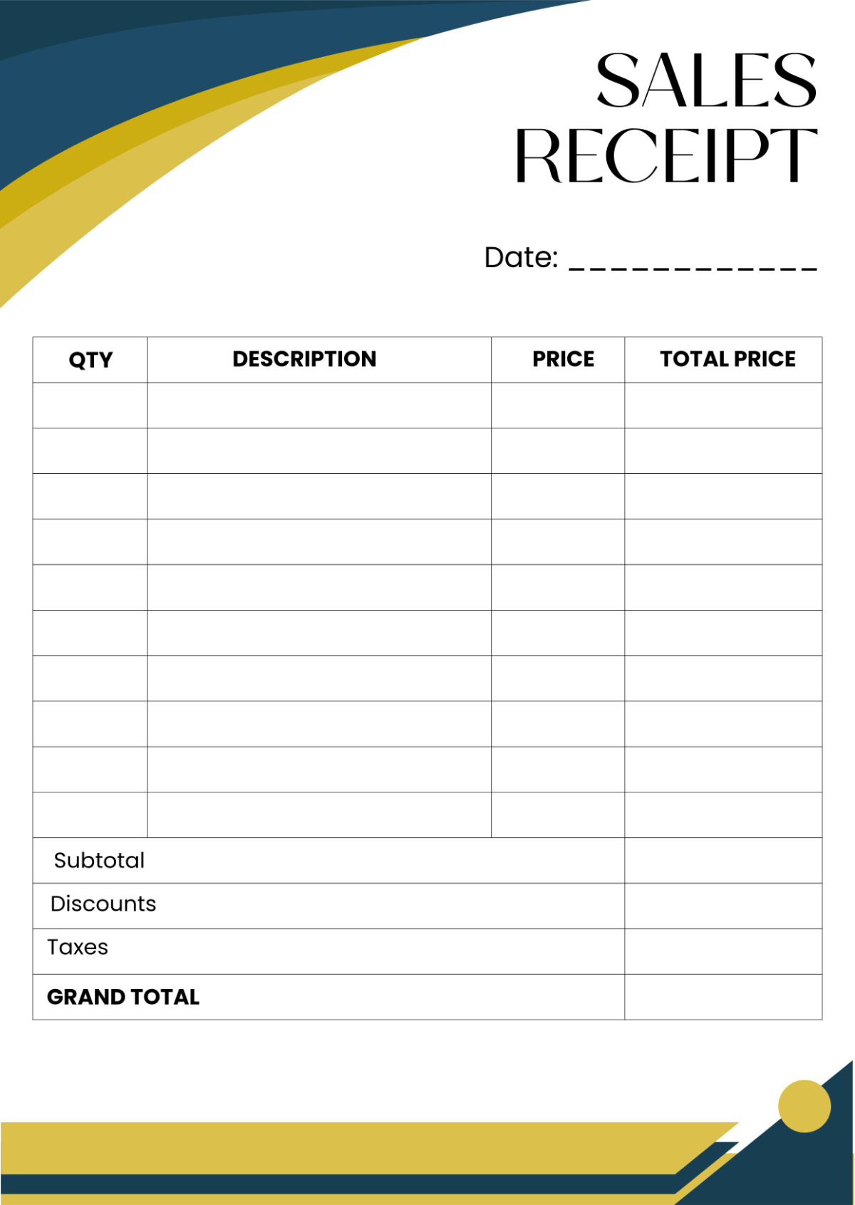 Printable Free Receipt Template