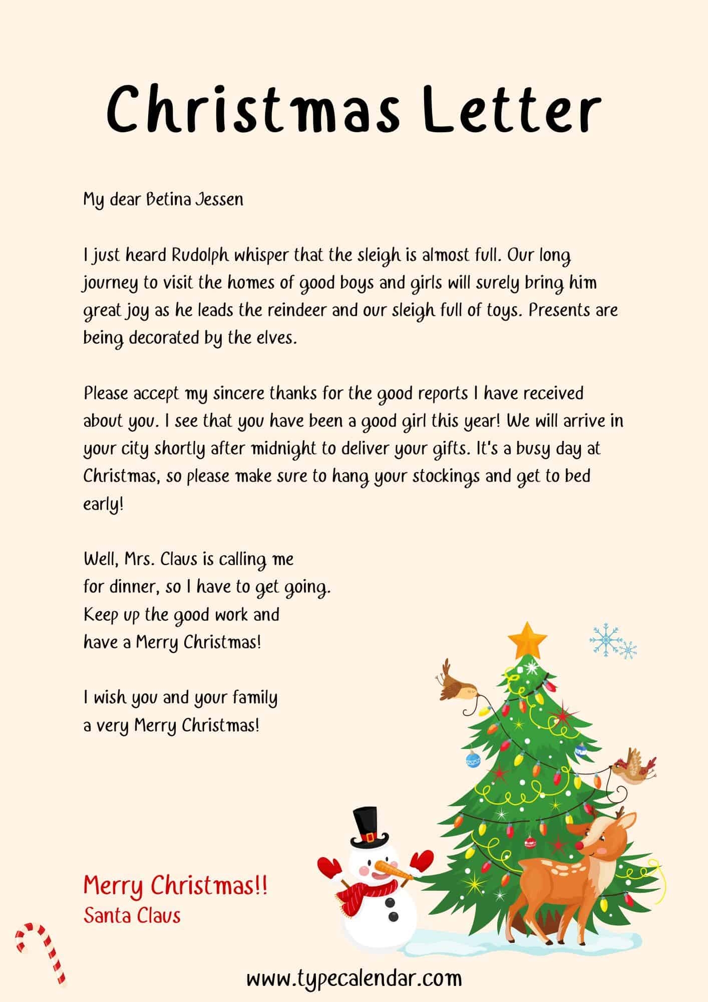 Christmas Letter Template Printable