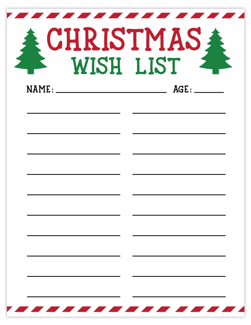 Free Printable Christmas List Wish List For Kids Pjs And Paint Worksheets Library