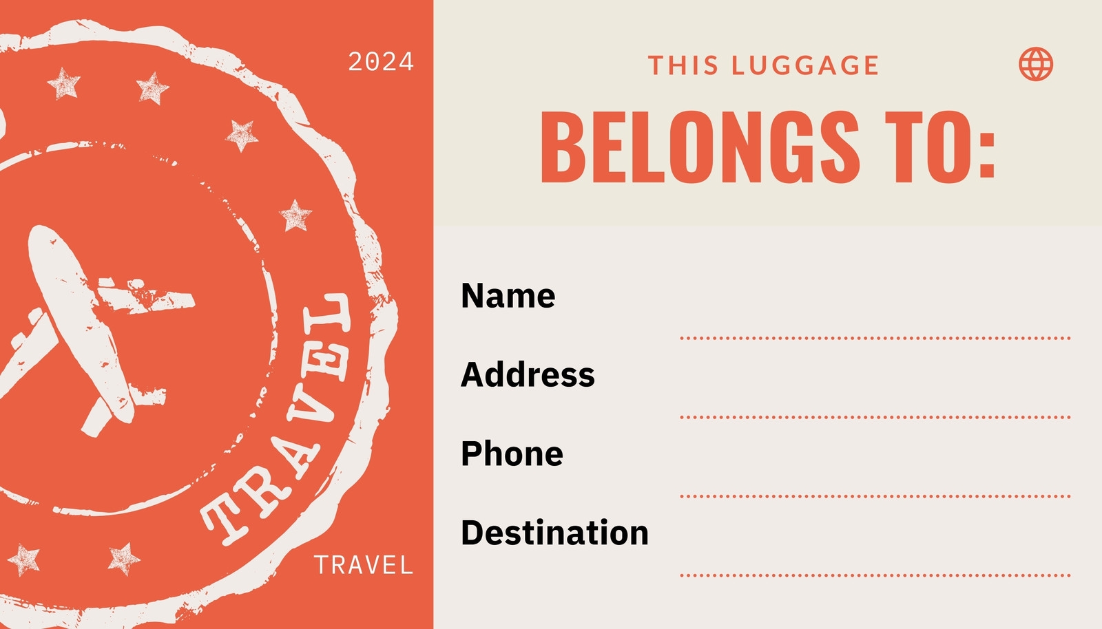 Free Printable Customizable Fashionable Luggage Tag
