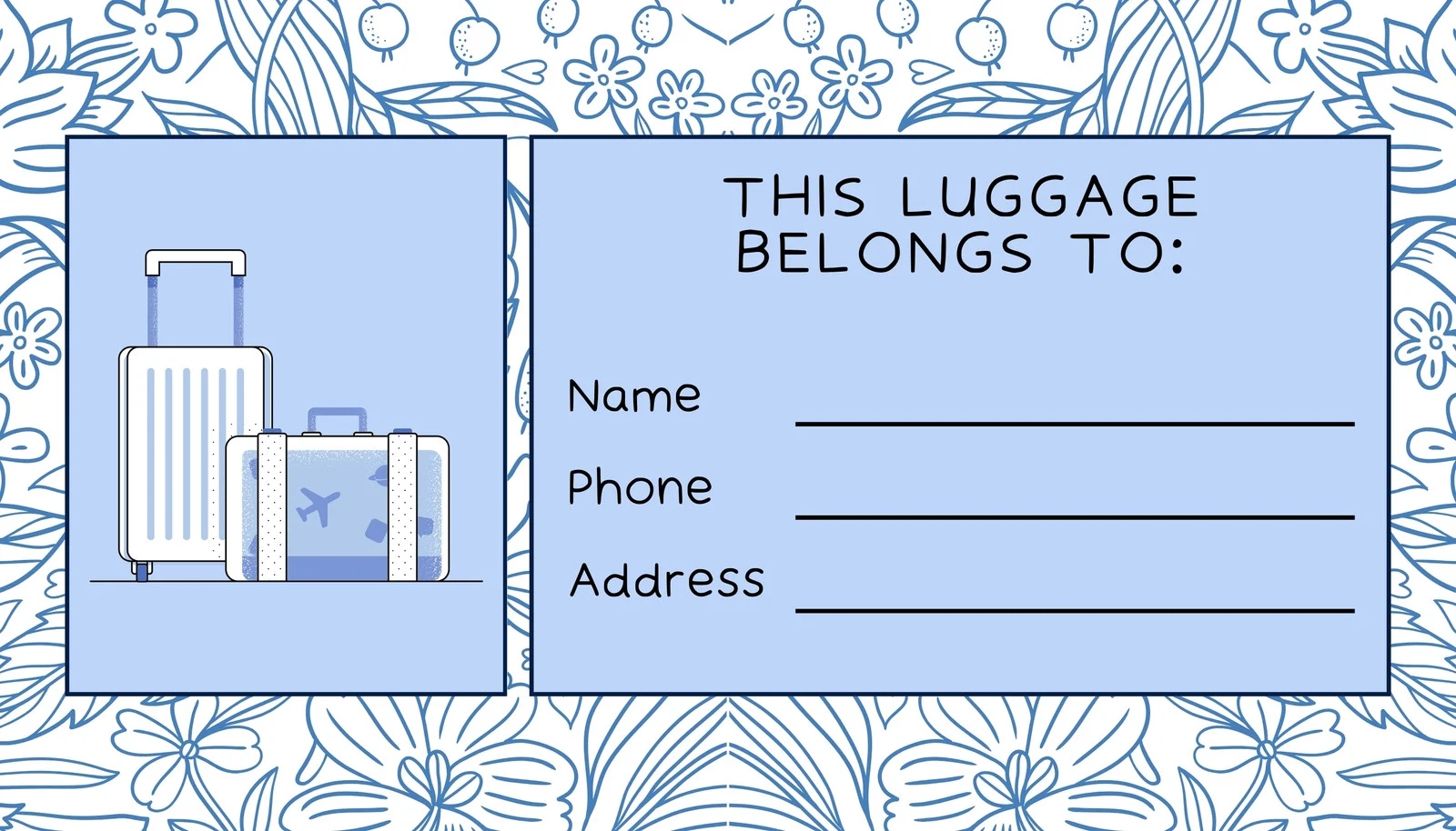 Free Printable Customizable Luggage Tag Templates Canva