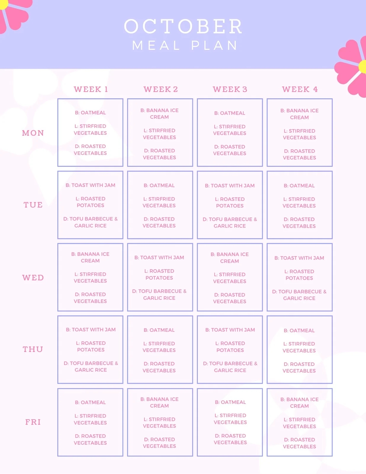 Free Printable Customizable Monthly Menu Templates Canva Free Printable Customizable Monthly Menu Templates Canva
