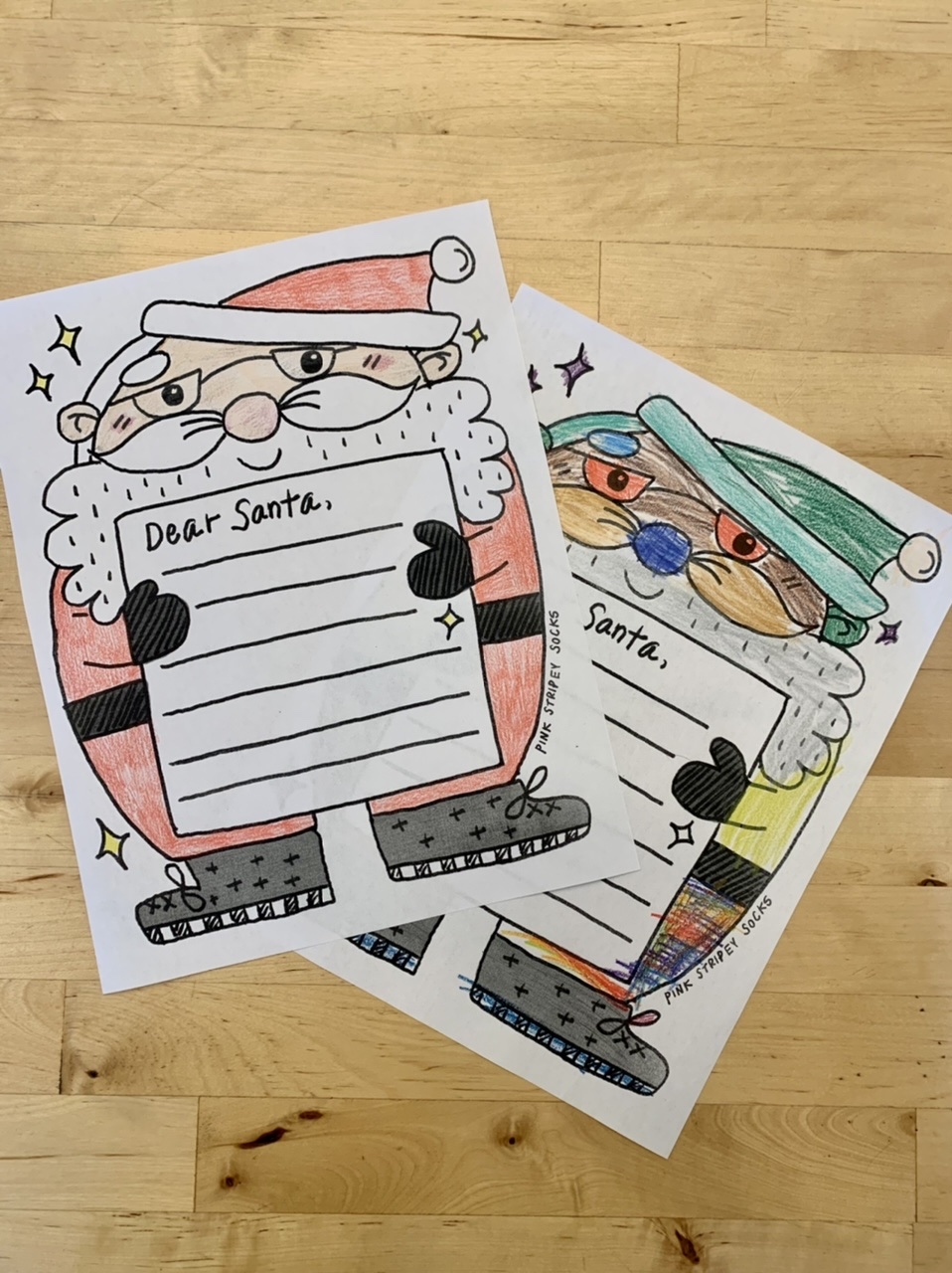 Free Printable Cute Santa Letter Template And Coloring Sheet Pink Stripey Socks Free Printable Cute Santa Letter Template And Coloring Sheet Pink Stripey Socks