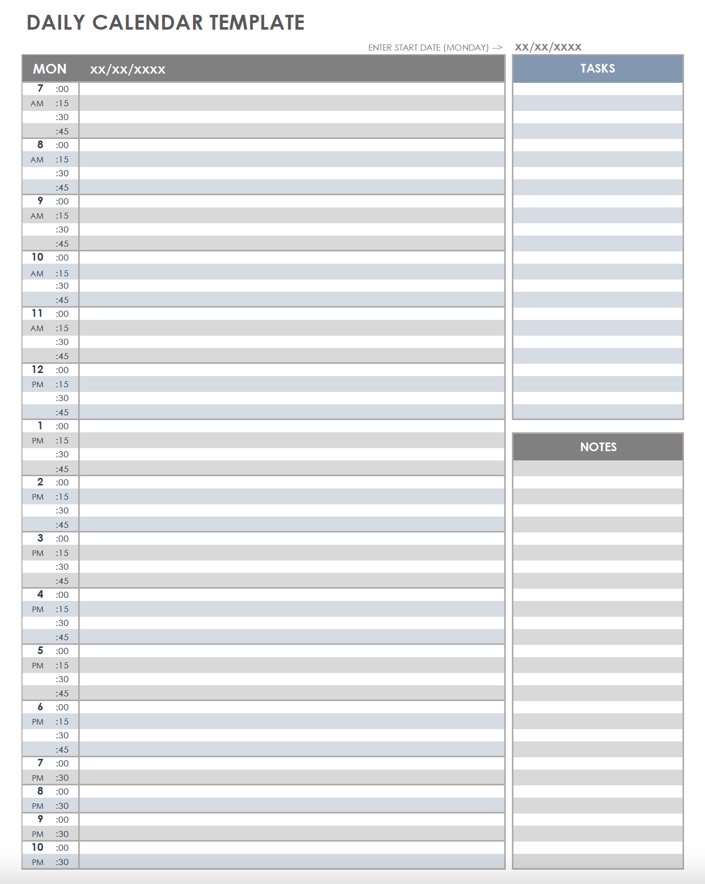 Printable Daily Schedule Template