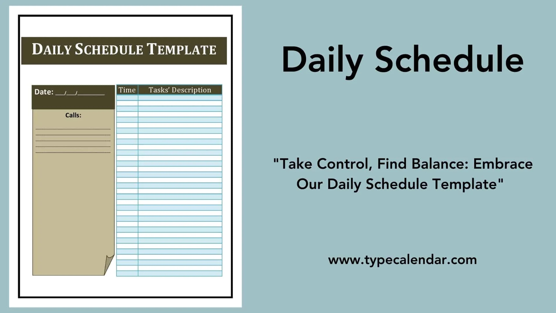 Daily Schedule Template Free Printable