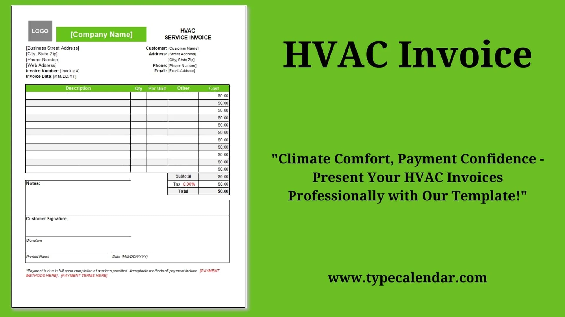 Free Printable HVAC Invoice Templates PDF Excel Free Printable HVAC Invoice Templates PDF Excel