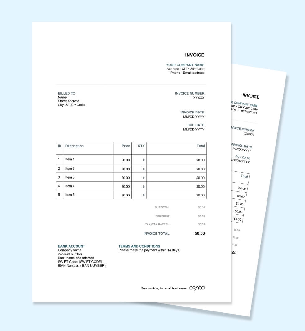 Printable Invoice Template Pdf