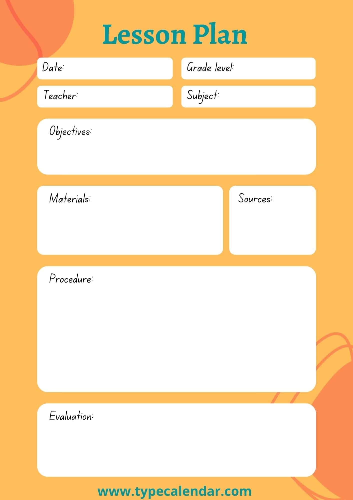 Free Lesson Plan Template Printable