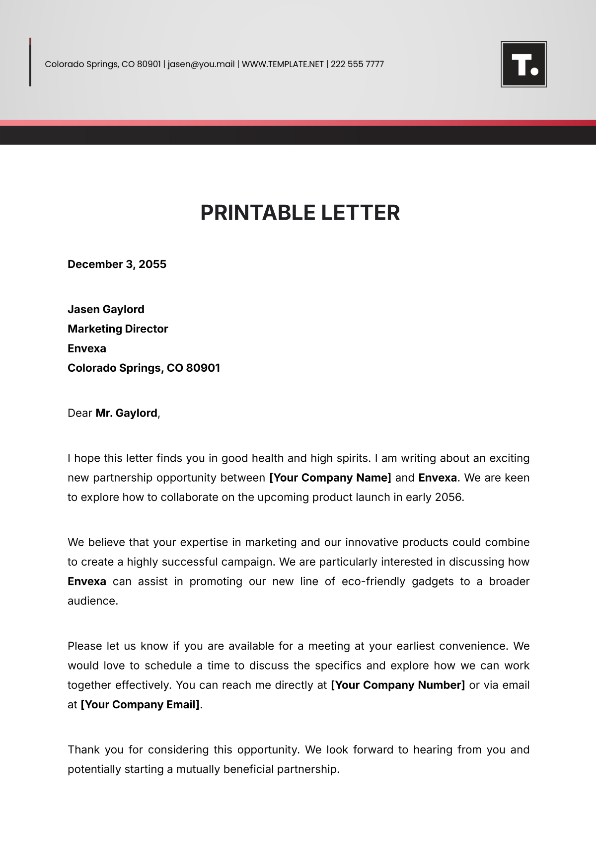 Free Printable Letter Templates Editable And Printable
