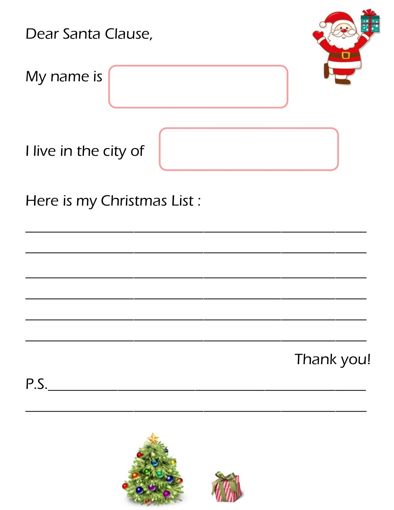 Free Printable Letters To Santa Templates