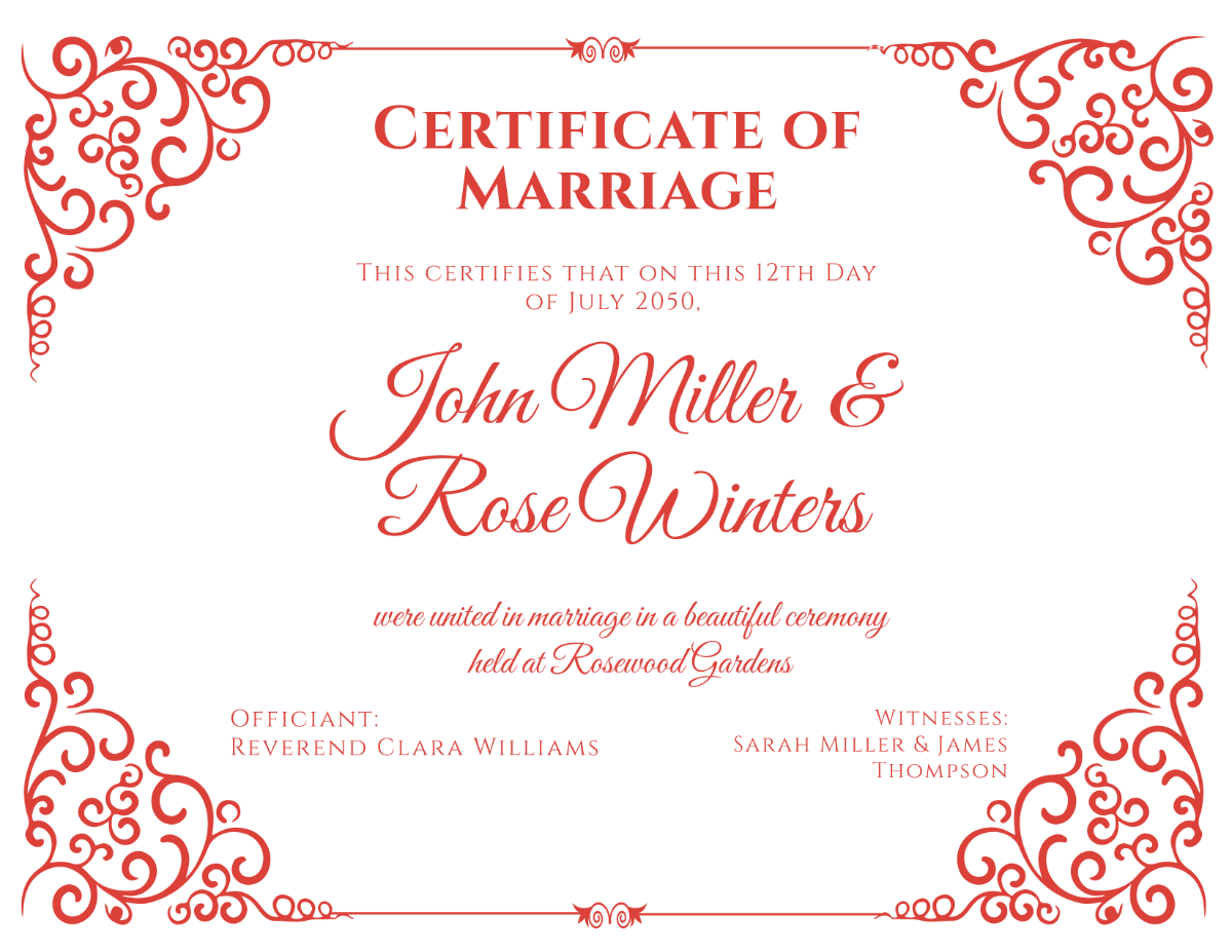 Free Printable Marriage Certificate Templates To Customize Online