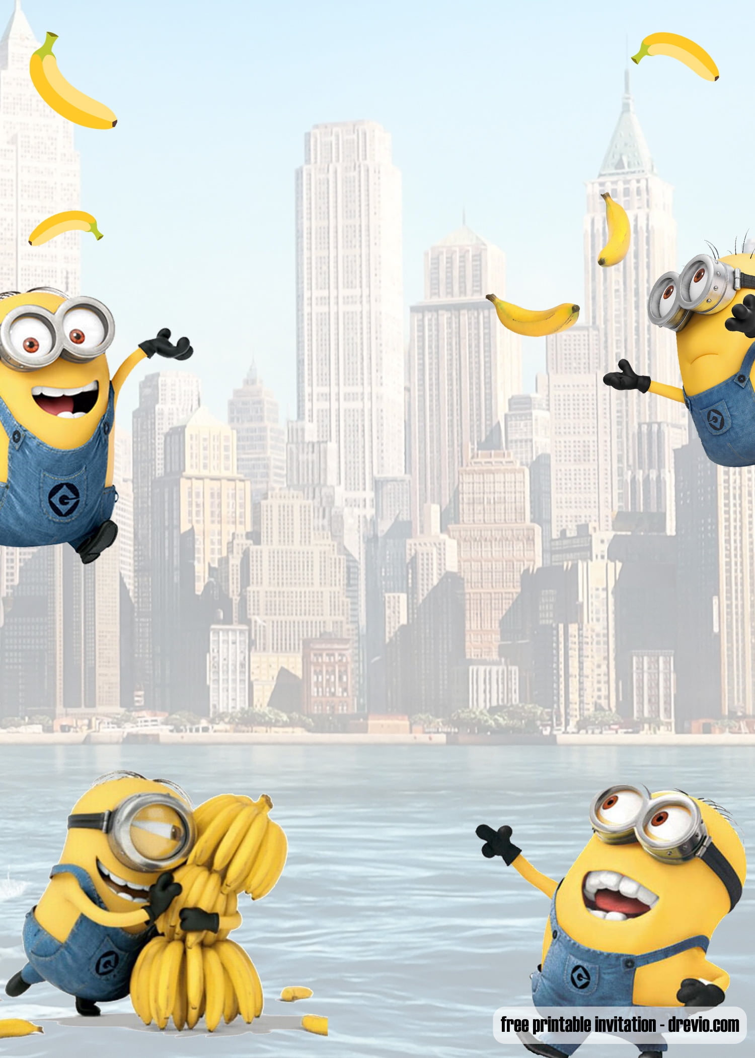 FREE Printable Minion Banana Party Invitation Templates Bagvania Worksheets Library
