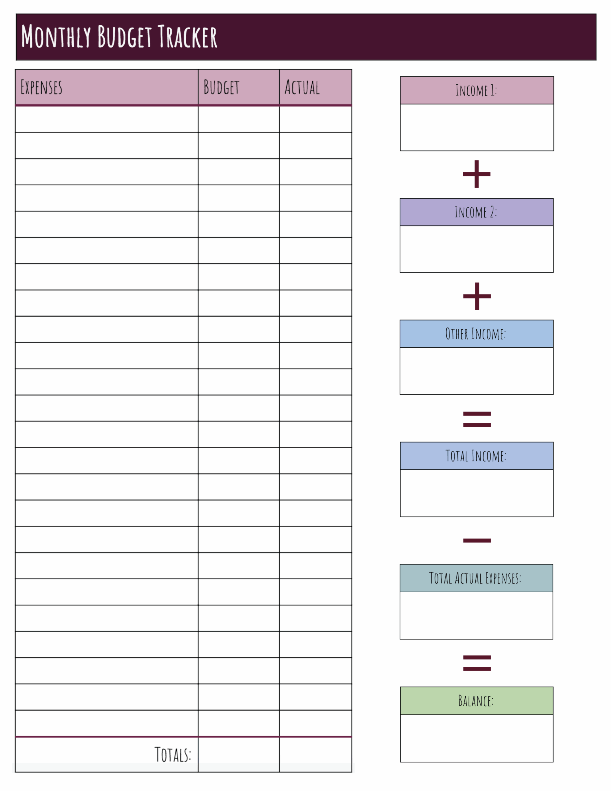 Free Printable Monthly Budget Form Templates Available To Print In PDF Printerfriendly