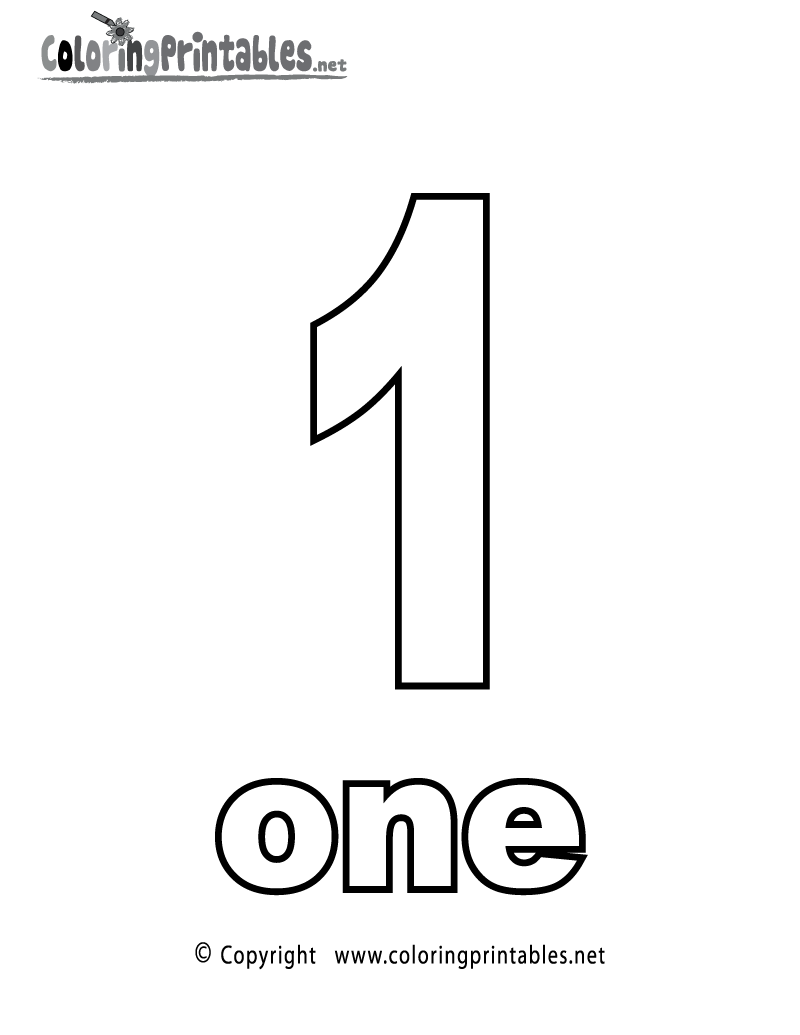 Free Printable Number One Coloring Page Worksheets Library