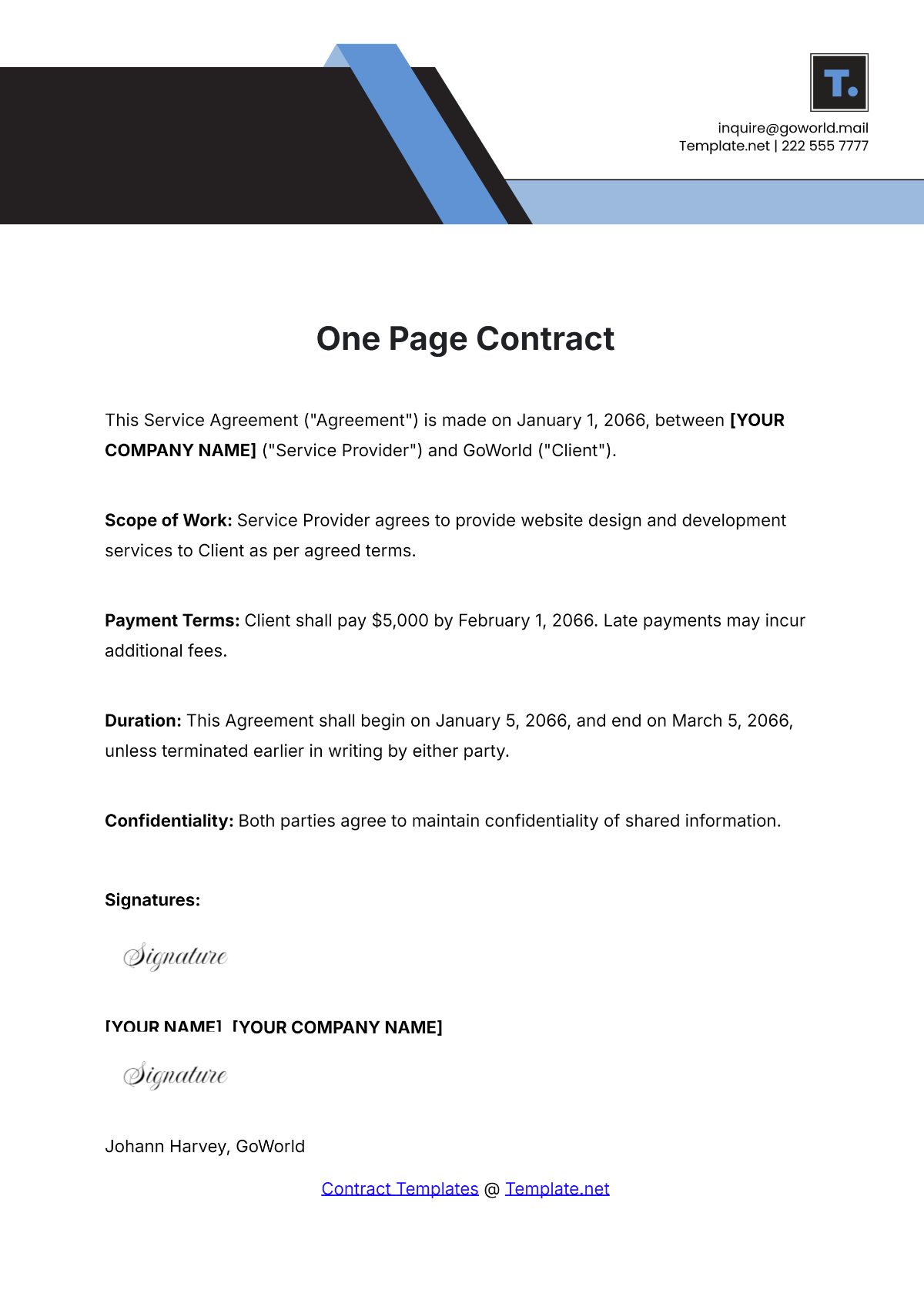 Printable Contract Template