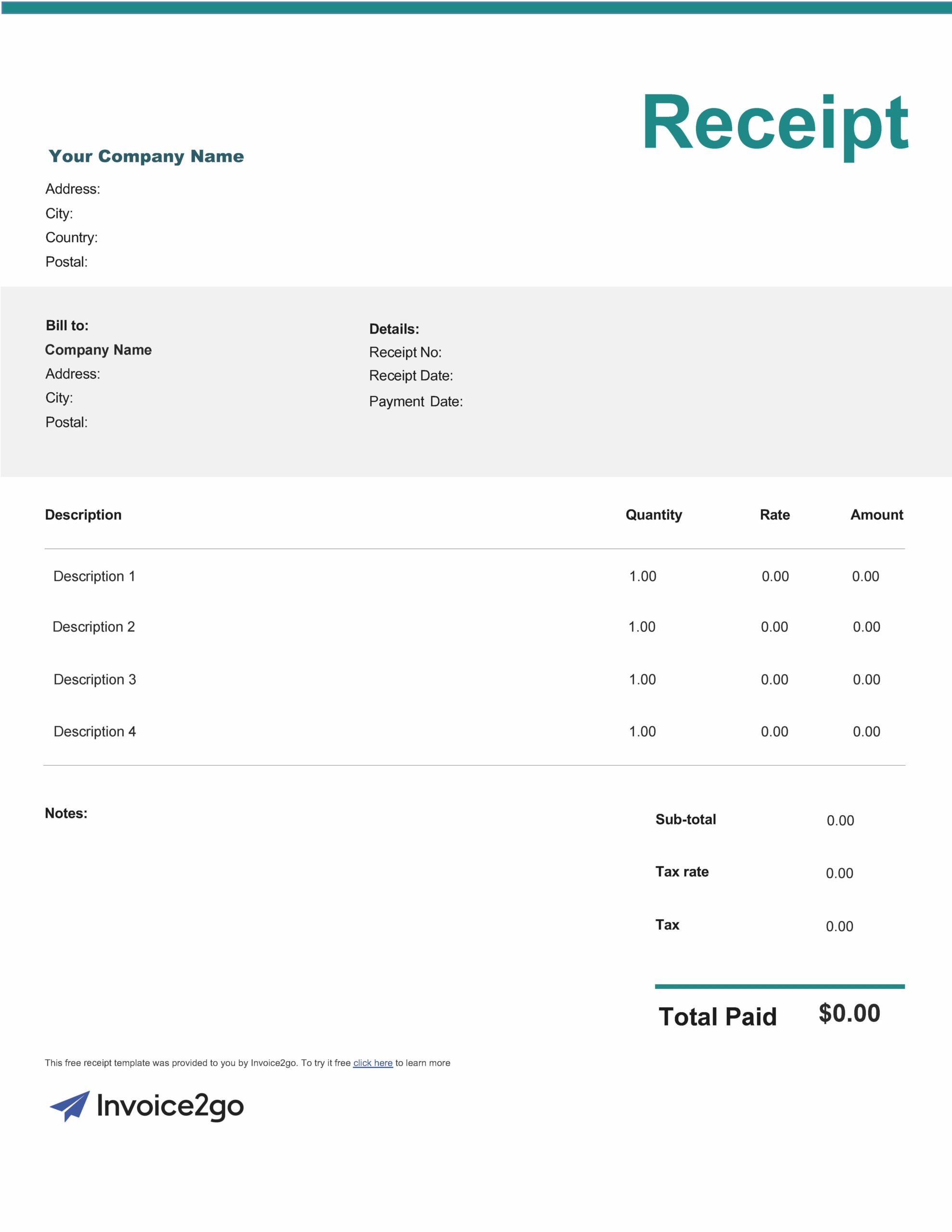 Free Printable Receipt Templates Invoice2go Free Printable Receipt Templates Invoice2go