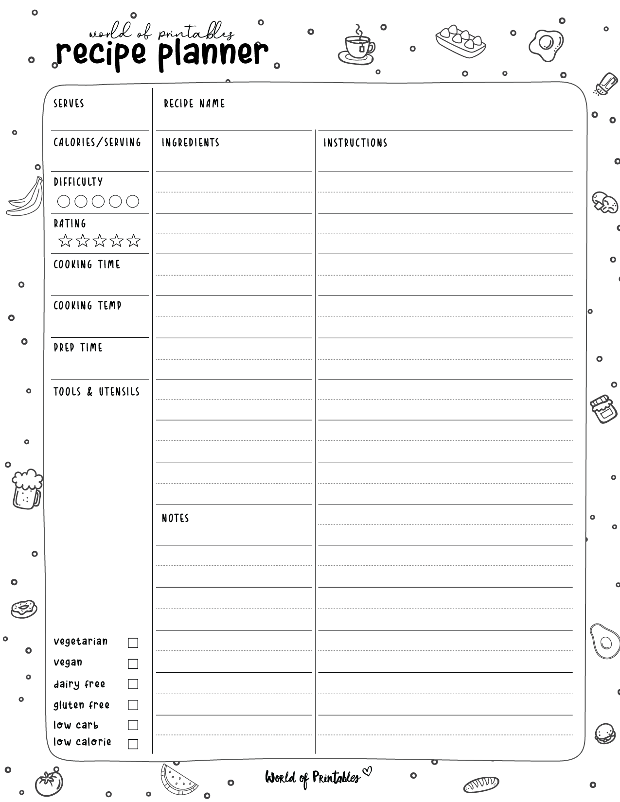 Free Printable Recipe Templates World Of Printables