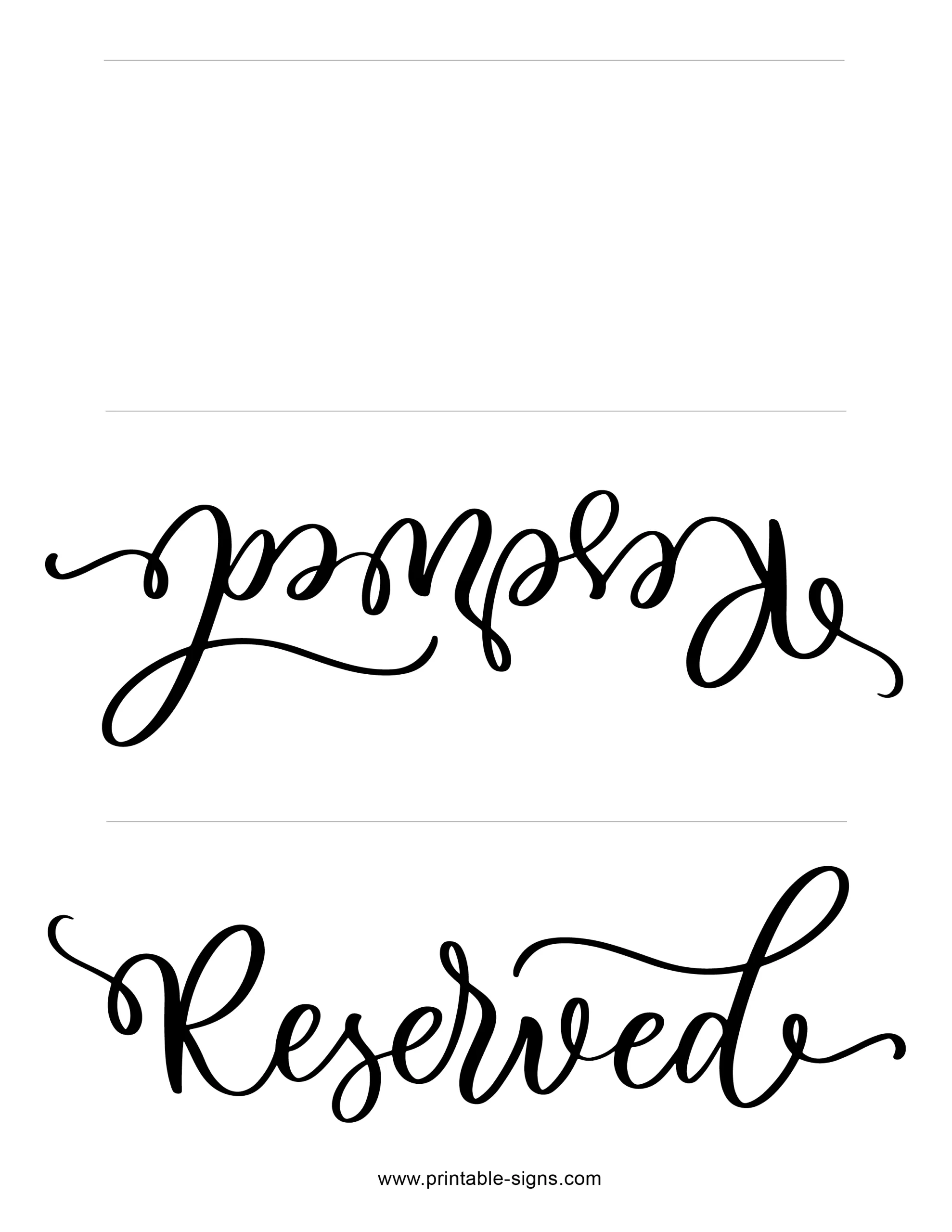 Free Printable Reserved Sign Table Tent Double Sided Printable Signs Free Printable Reserved Sign Table Tent Double Sided Printable Signs