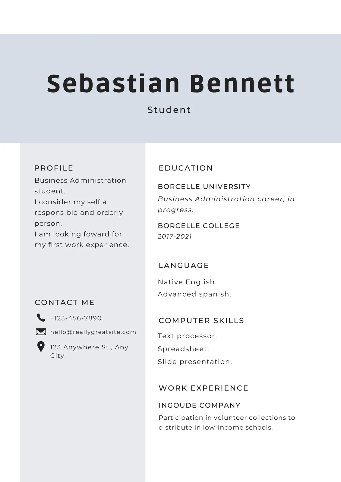 Blank Resume Template Printable