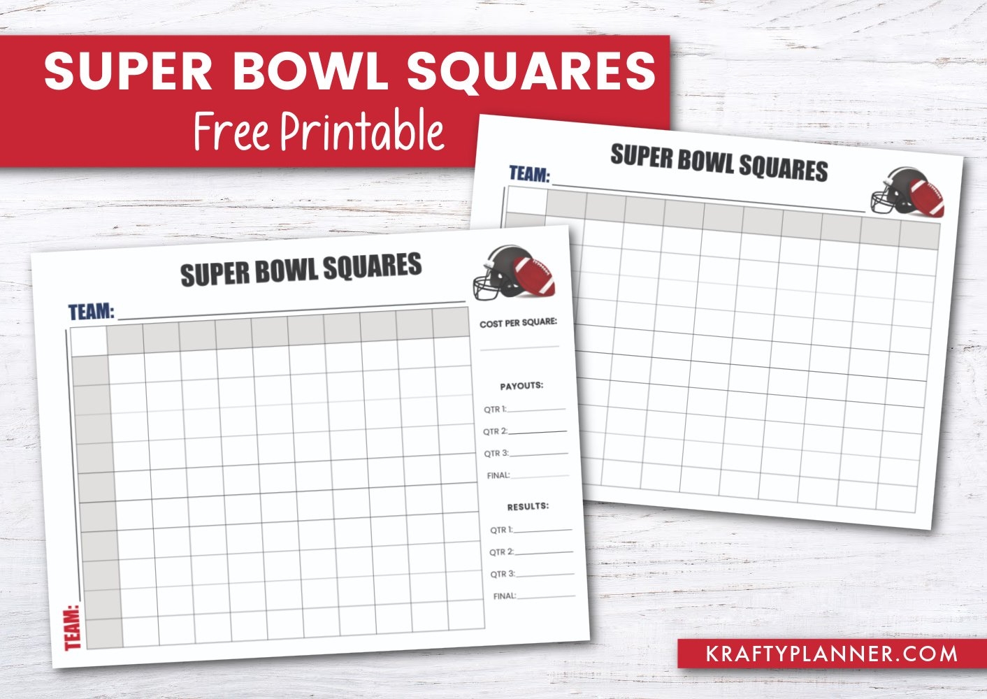 Free Printable Super Bowl Squares Board Krafty Planner