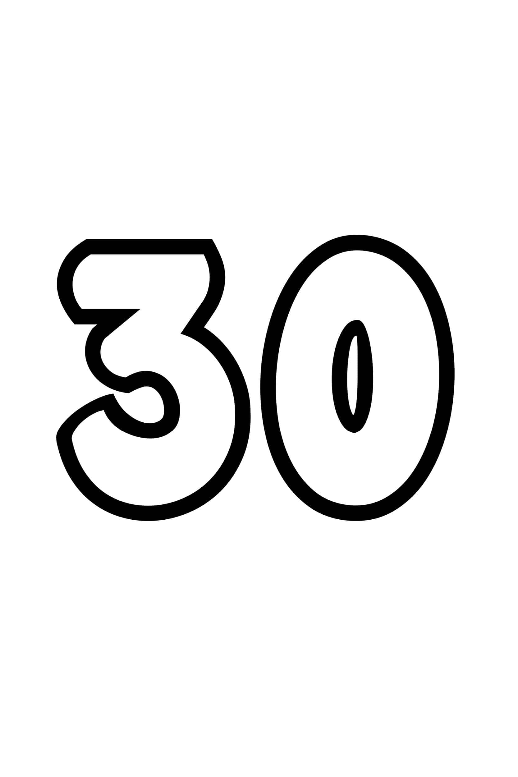 Printable Numbers 1-30 Template