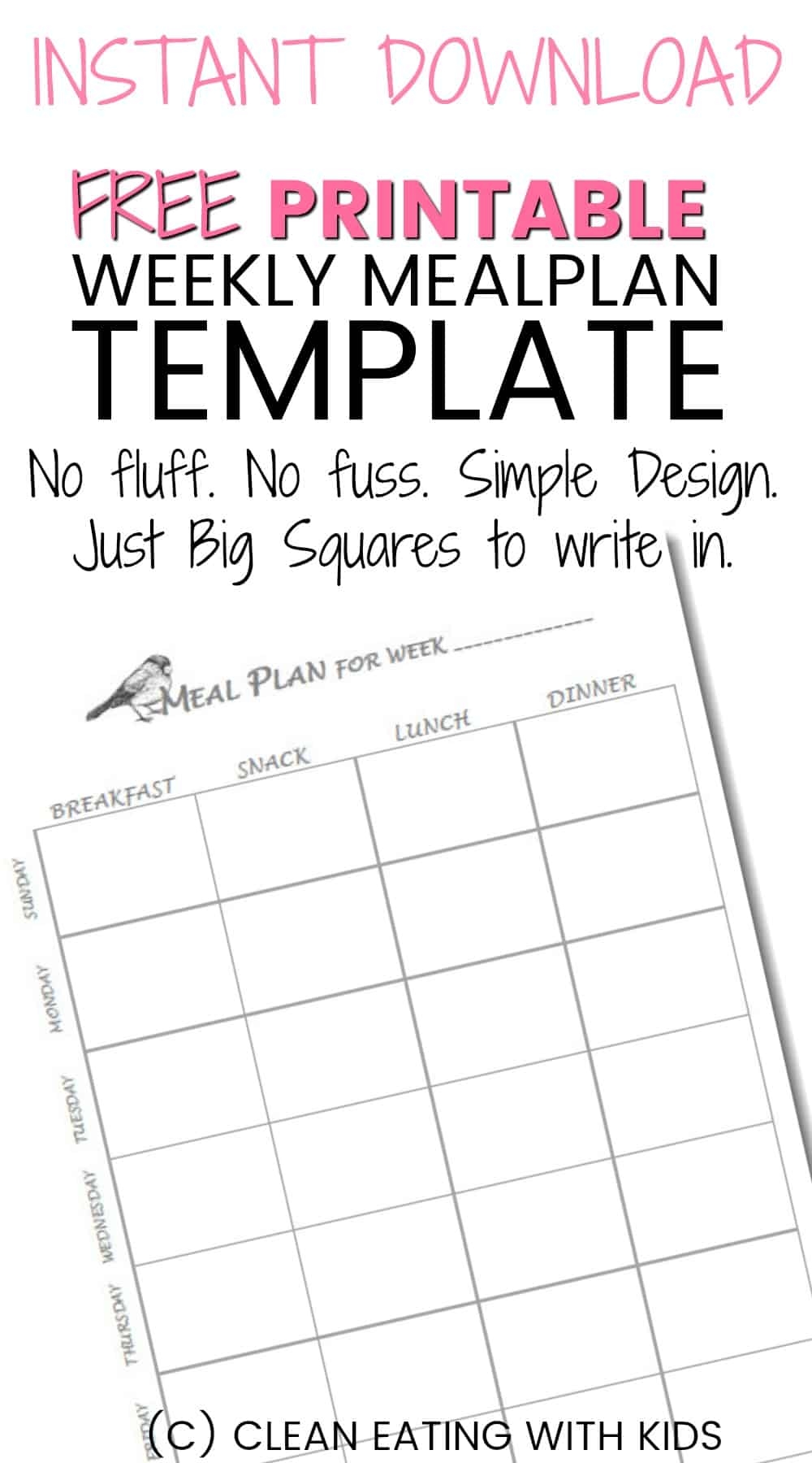 Weekly Meal Planner Template Printable