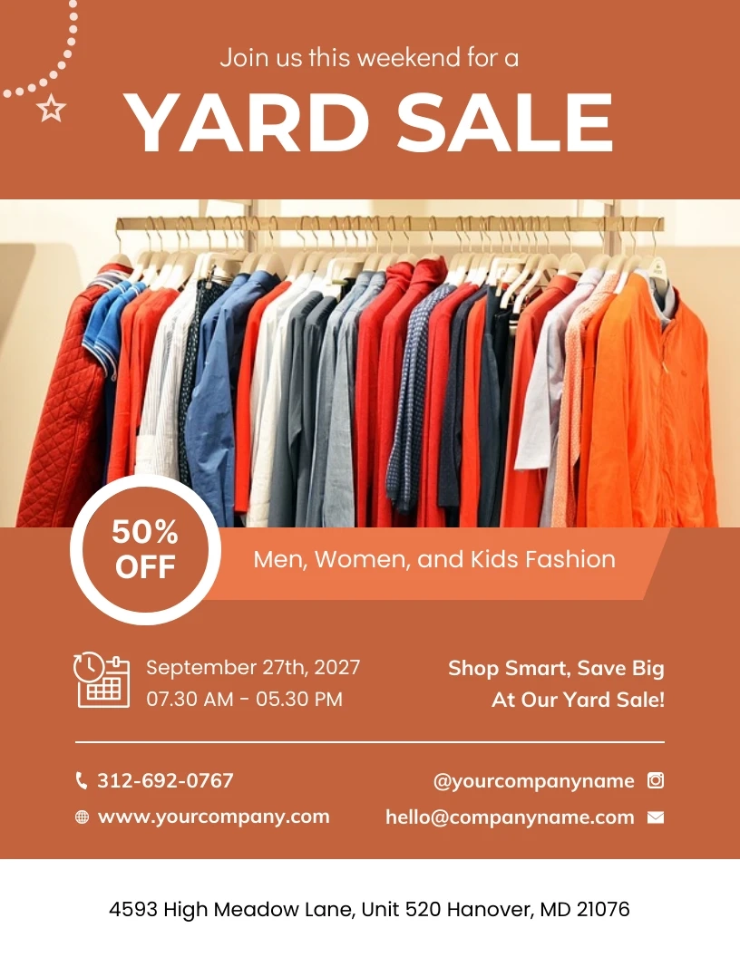 Free Printable Yard Sale Flyer Template Venngage