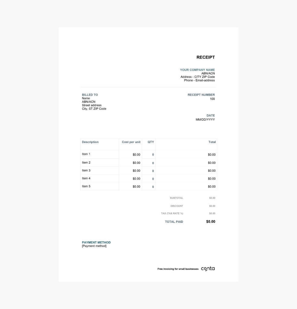 Free Receipt Template United States