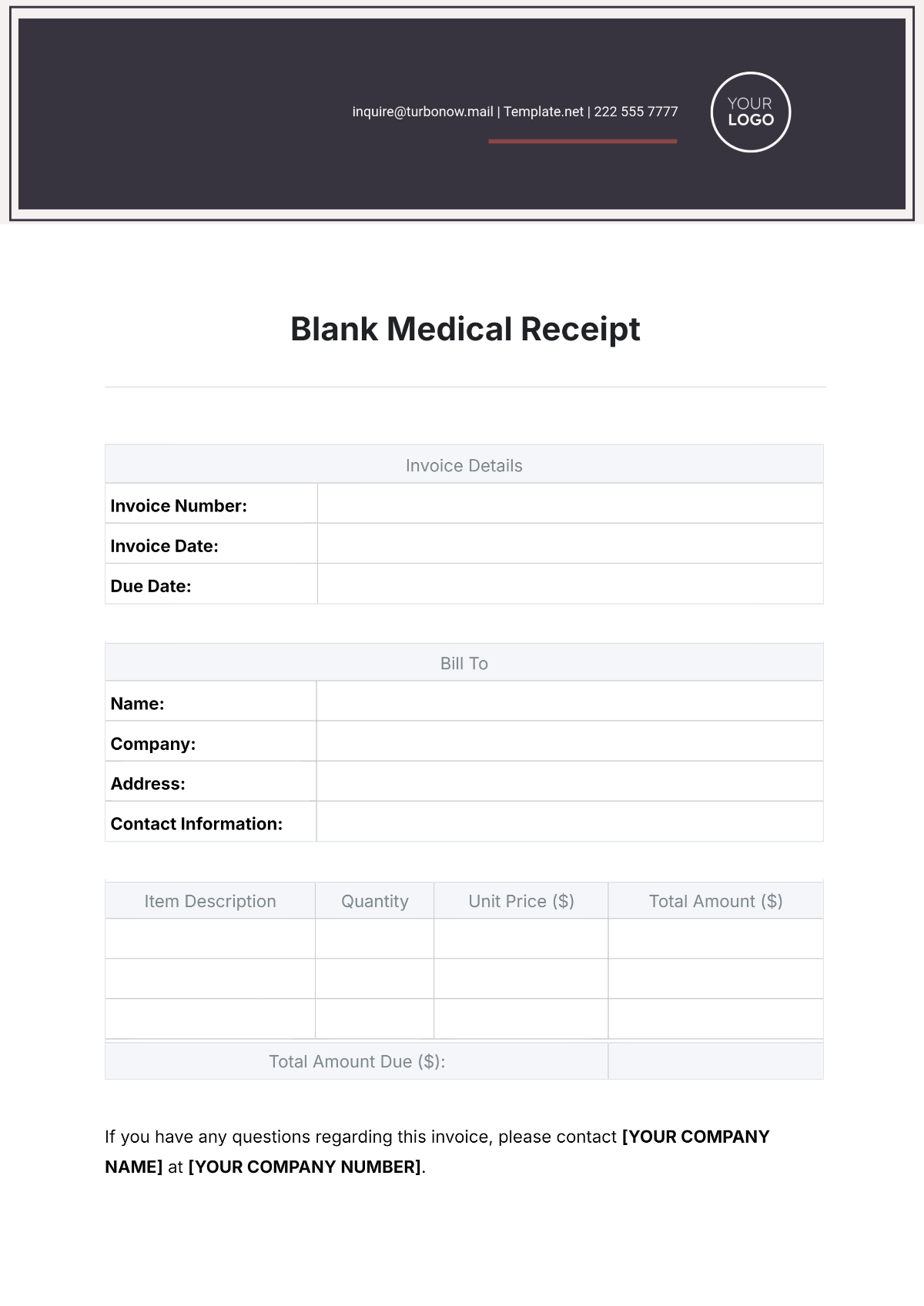 Receipt Template Free Printable