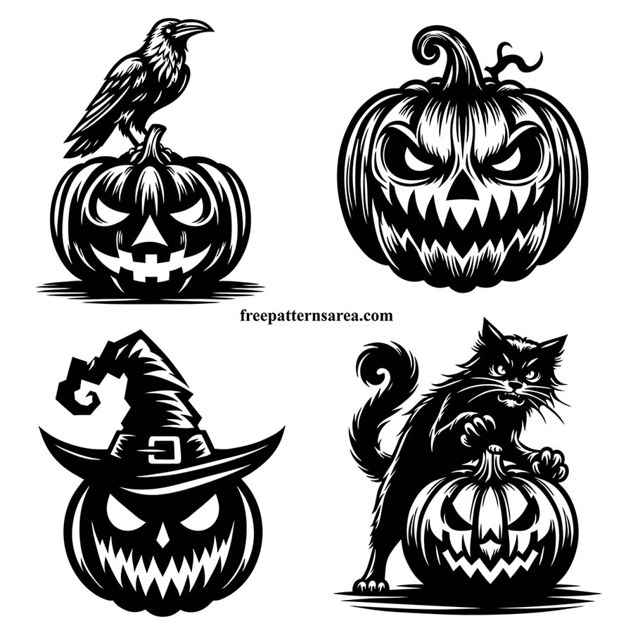 Free Scary Pumpkin Vectors For Halloween SVG PNG DXF Files FreePatternsArea
