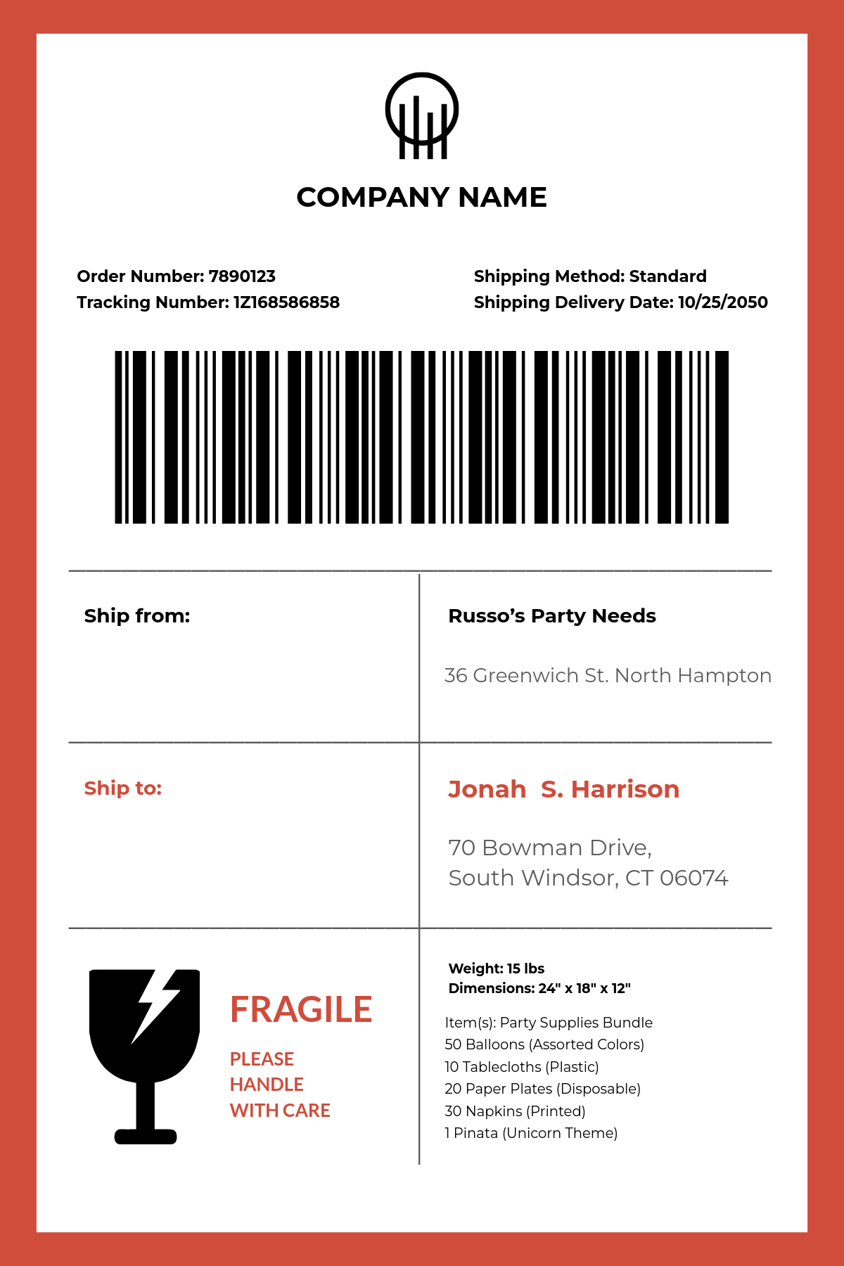 Printable Mailing Label Template