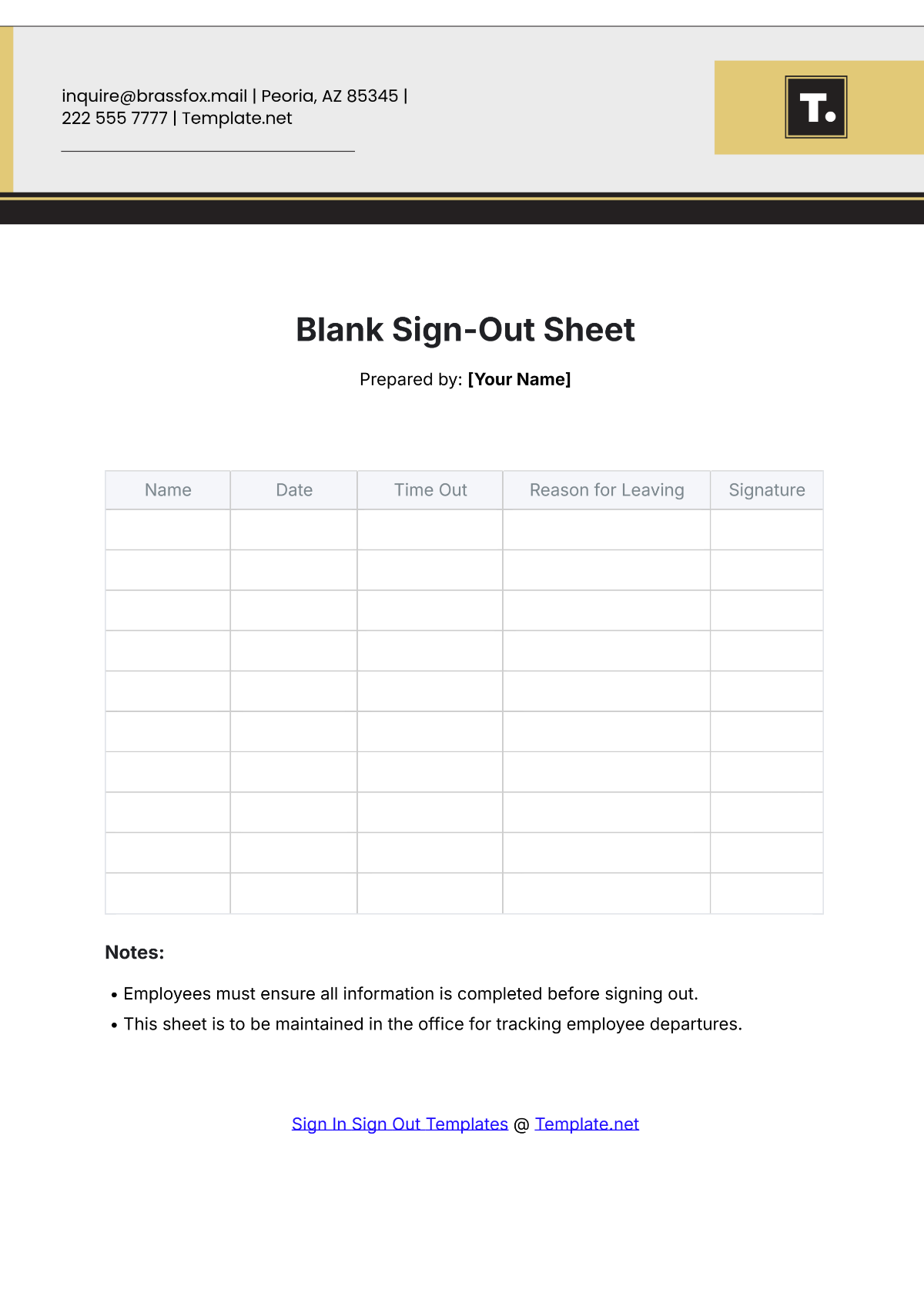 Free Printable Sign In Sheets Templates