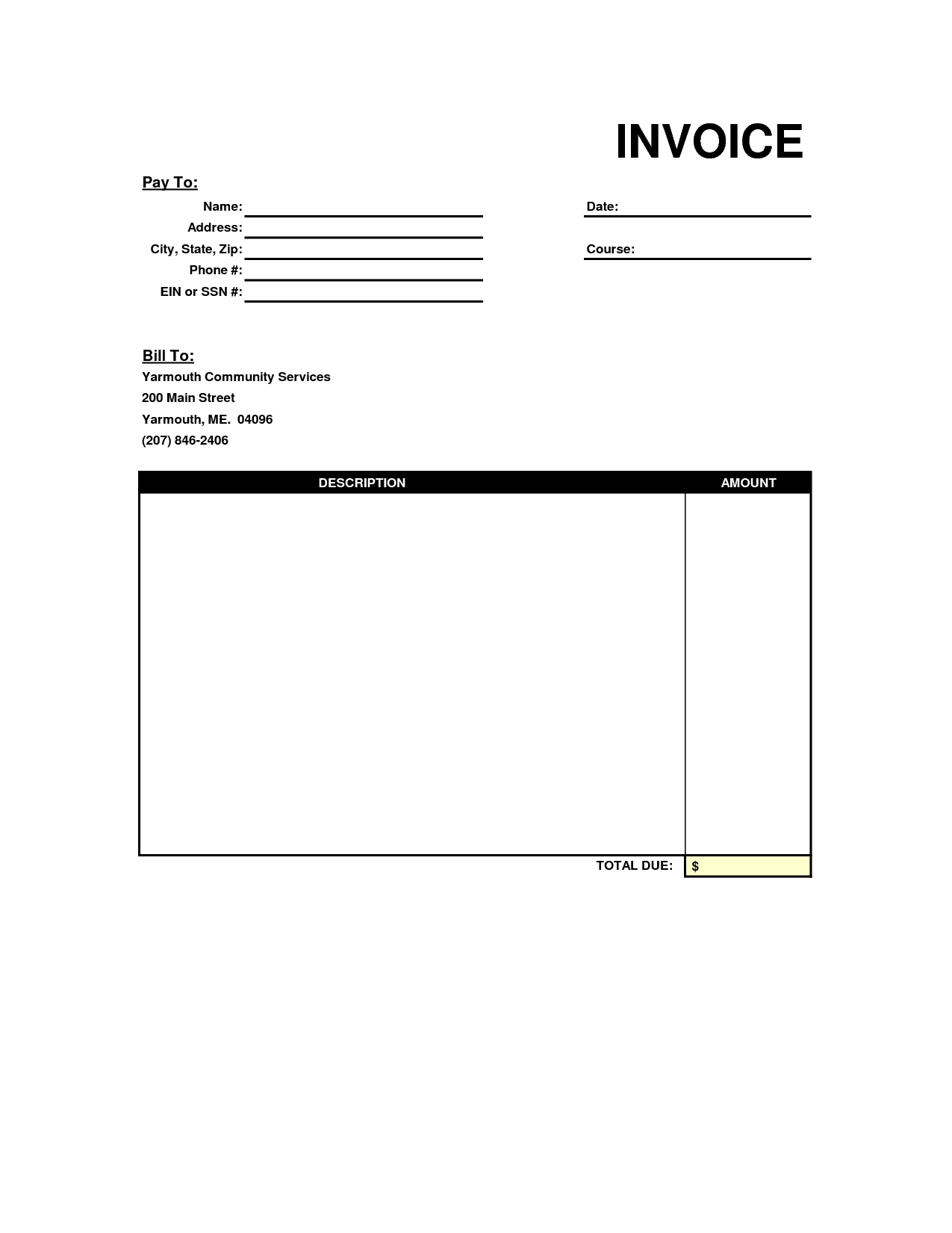 Simple Printable Invoice Template