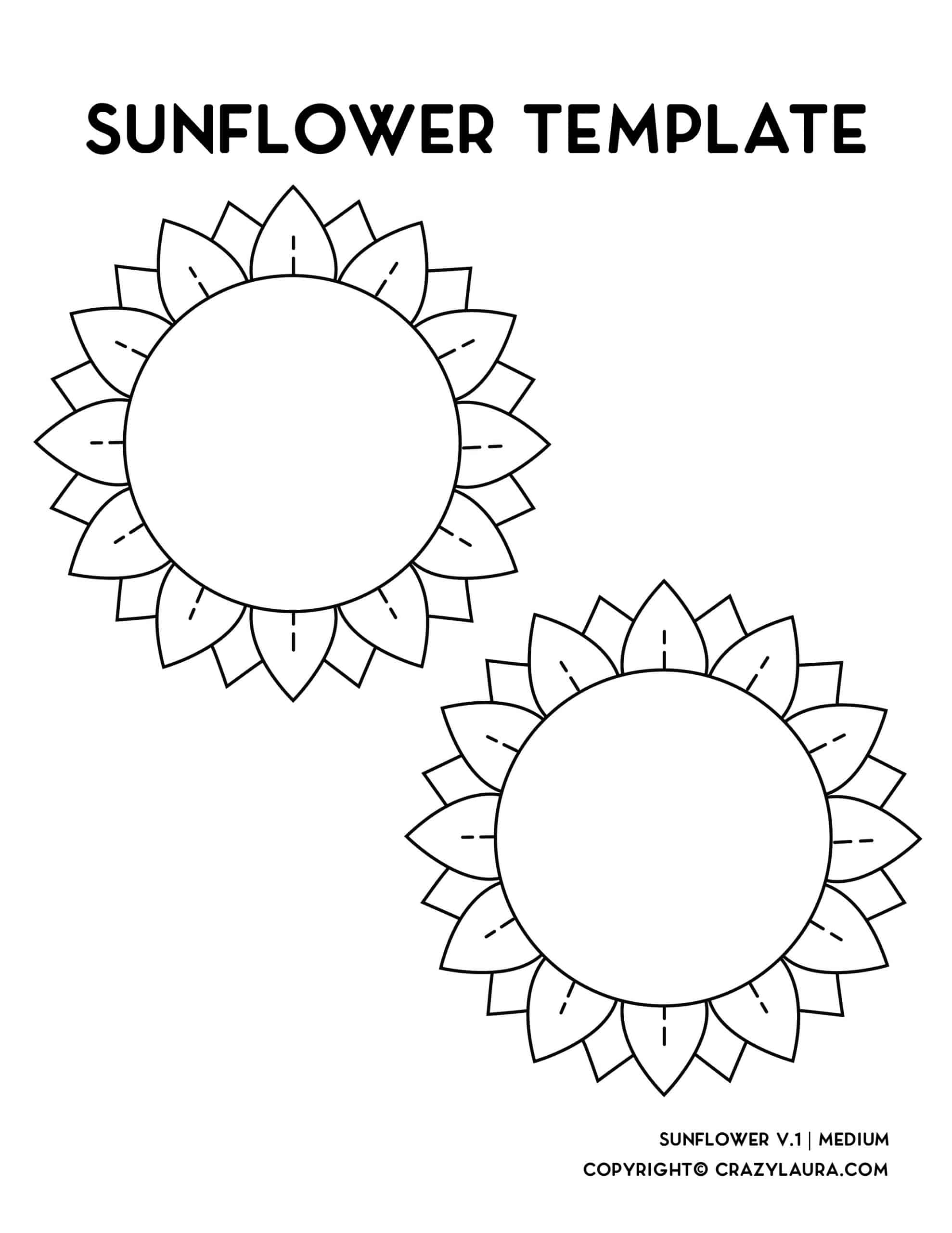 Free Sunflower Template Stencil Outlines Crazy Laura