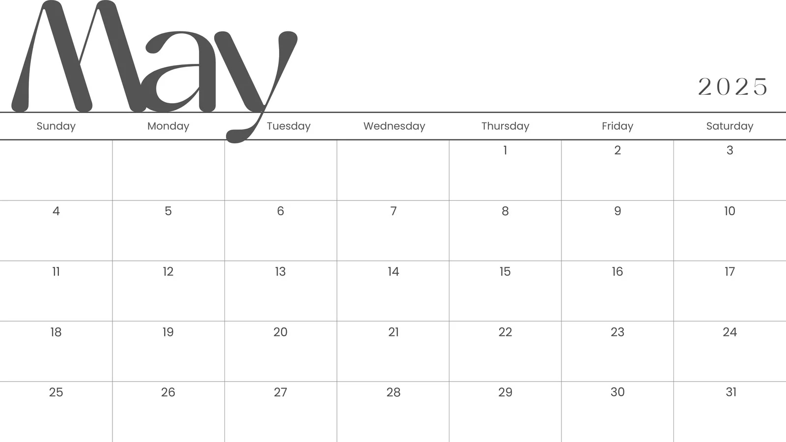 Free Printable Calendar Templates 2025