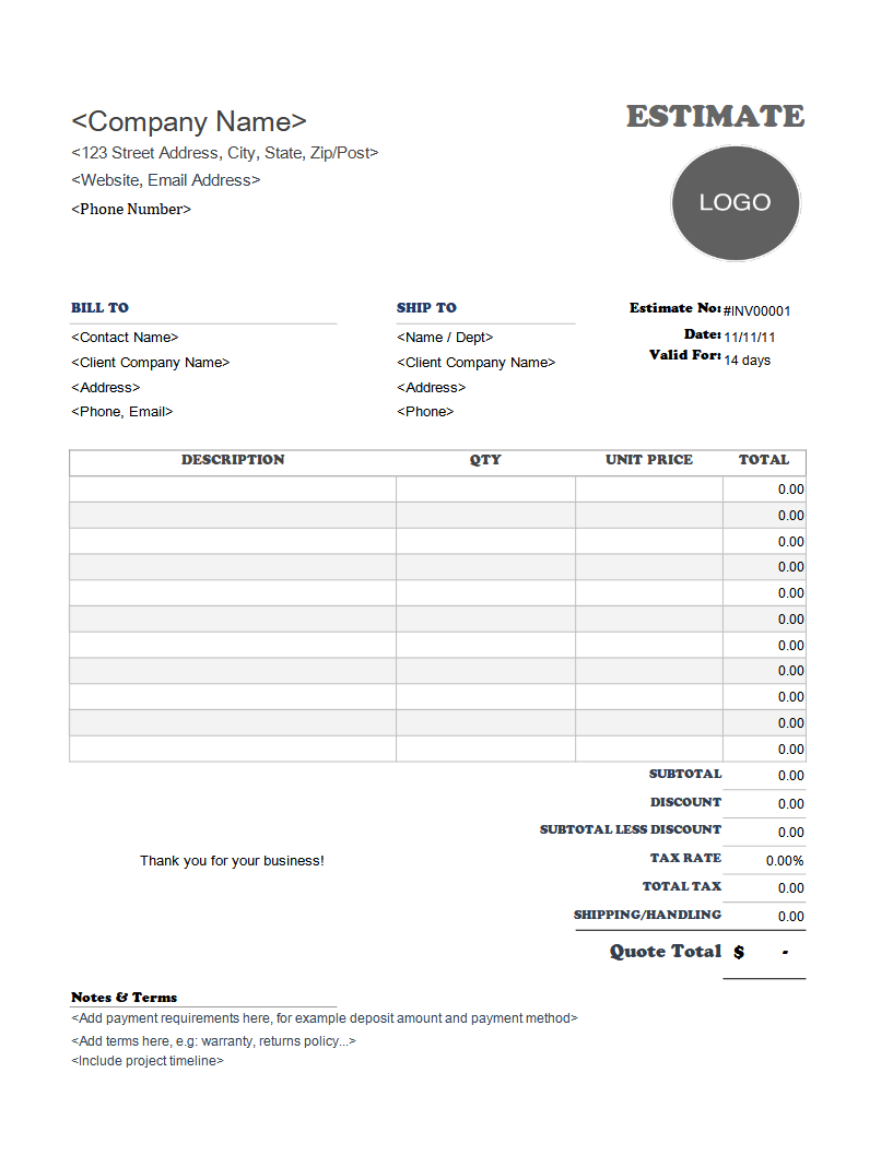 Free Tree Service Estimate Templates