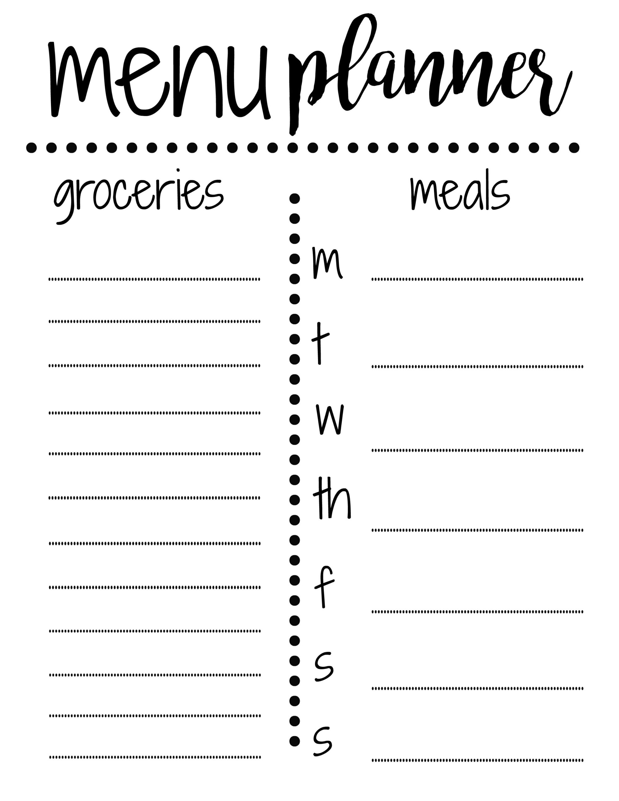 FREE Weekly Meal Planning Templates W Grocery List Houston Mommy And Lifestyle Blogger Moms Without Answers