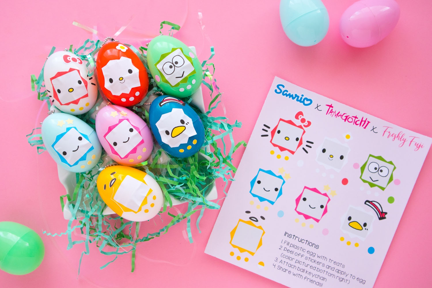 Freshly Fuji DIY Sanrio Tamagotchi Easter Egg Keychains Freshly Fuji DIY Sanrio Tamagotchi Easter Egg Keychains