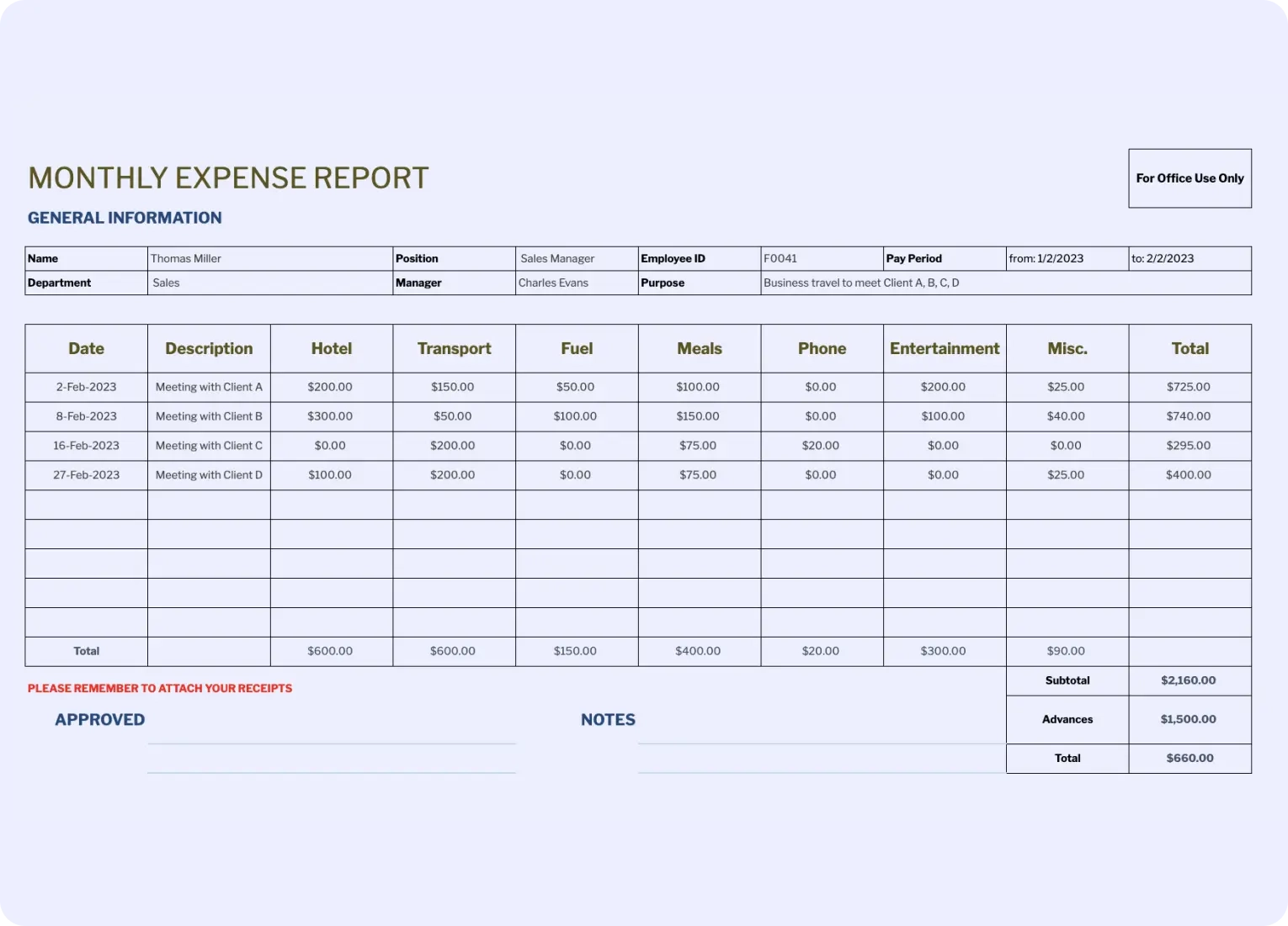 Fyle Expense Report Templates