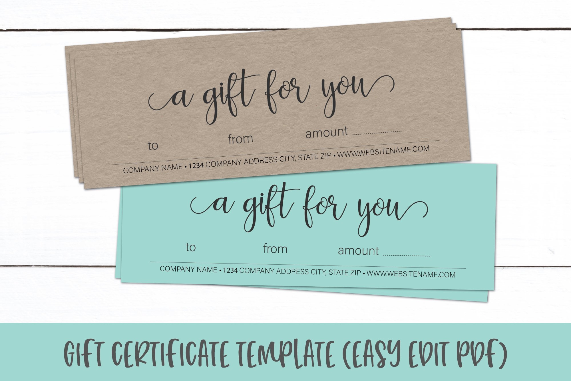 Gift Certificate Template Editable Gift Card PDF