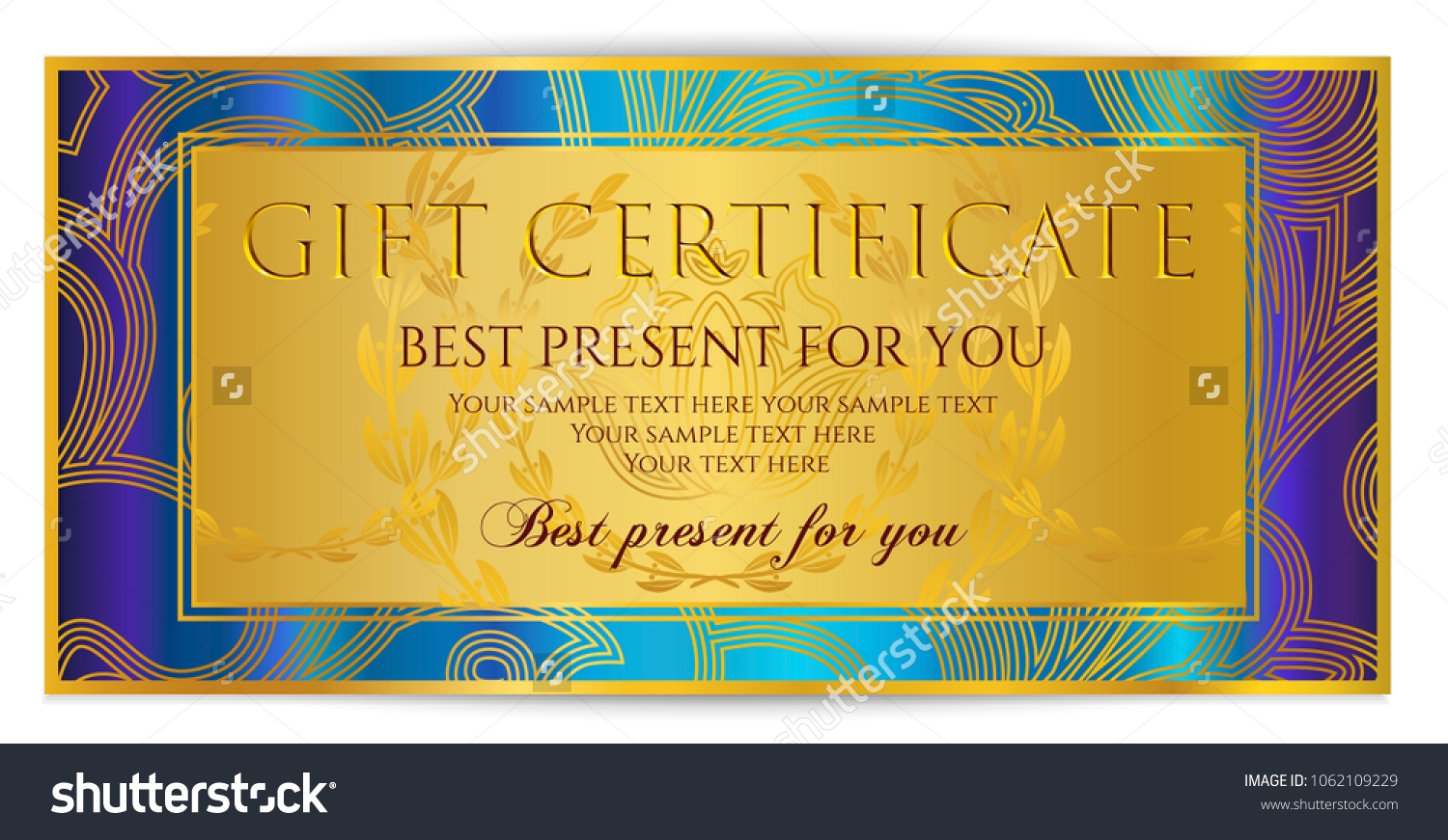 Gift Certificate Template Printable Gift Voucher Stock Vektorgrafik Lizenzfrei 1062109229 Shutterstock