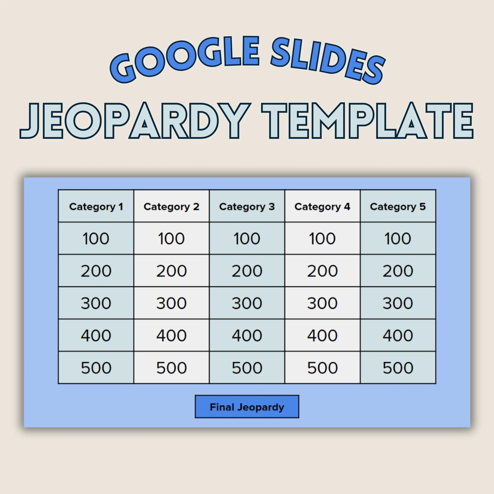 Google Slides Editable Jeopardy Template Jeoparty Bachelorette Party Jeopardy Game Night Etsy