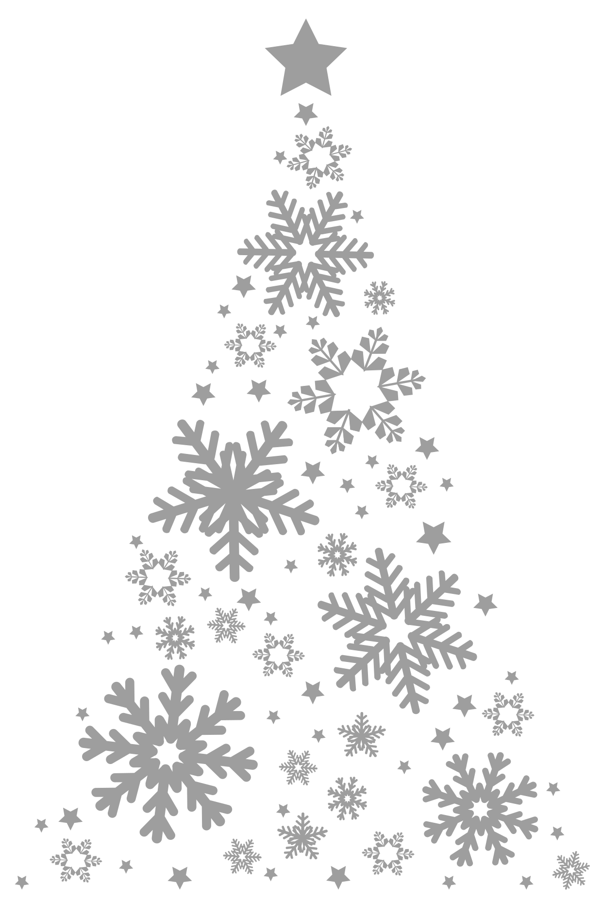 Grey Colored Christmas Tree Made Of Snowflakes Template Square Signs