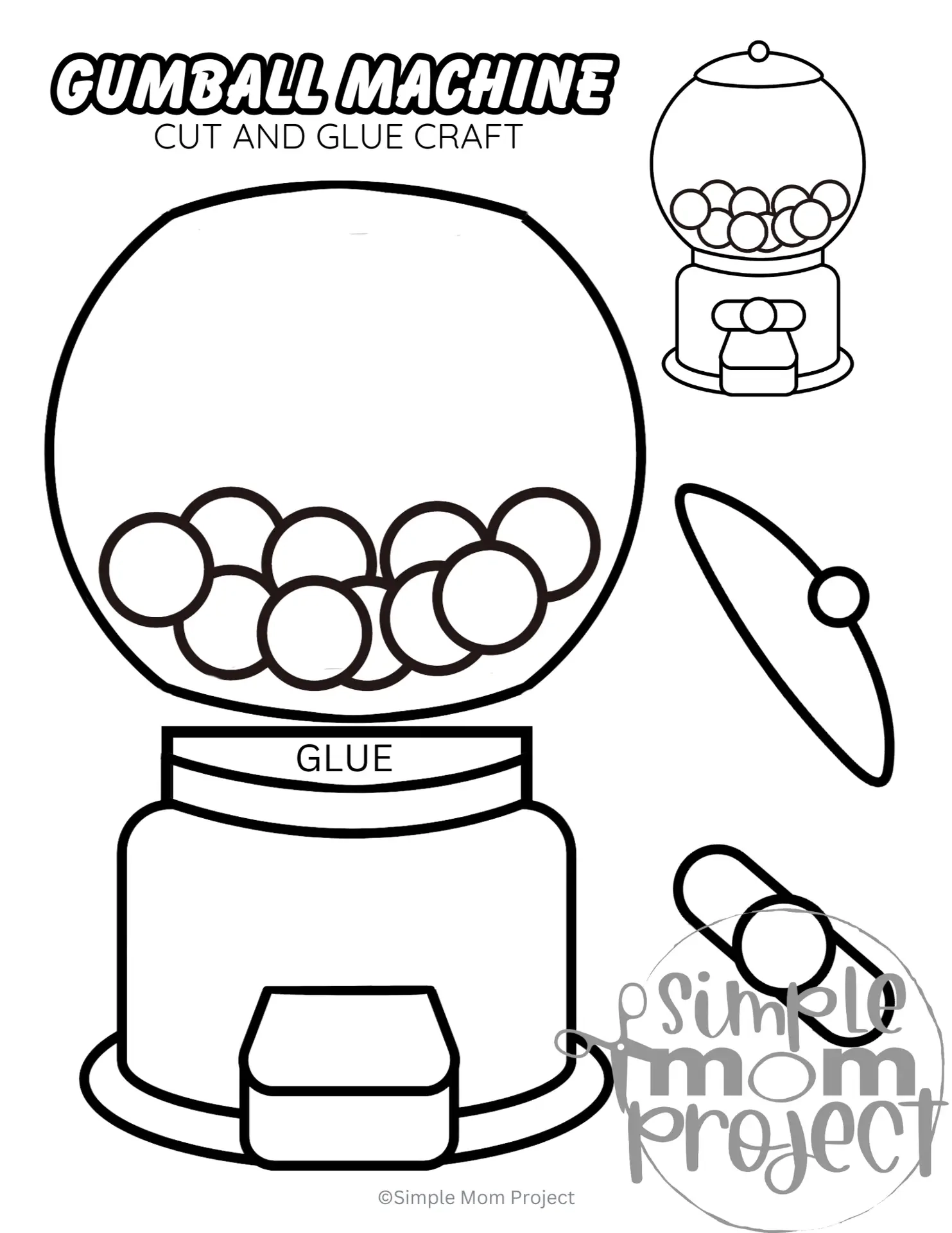 Gumball Machine Cut And Paste Craft Gumball Machine Activity Gumball Machine Templates Simple Mom Project Store