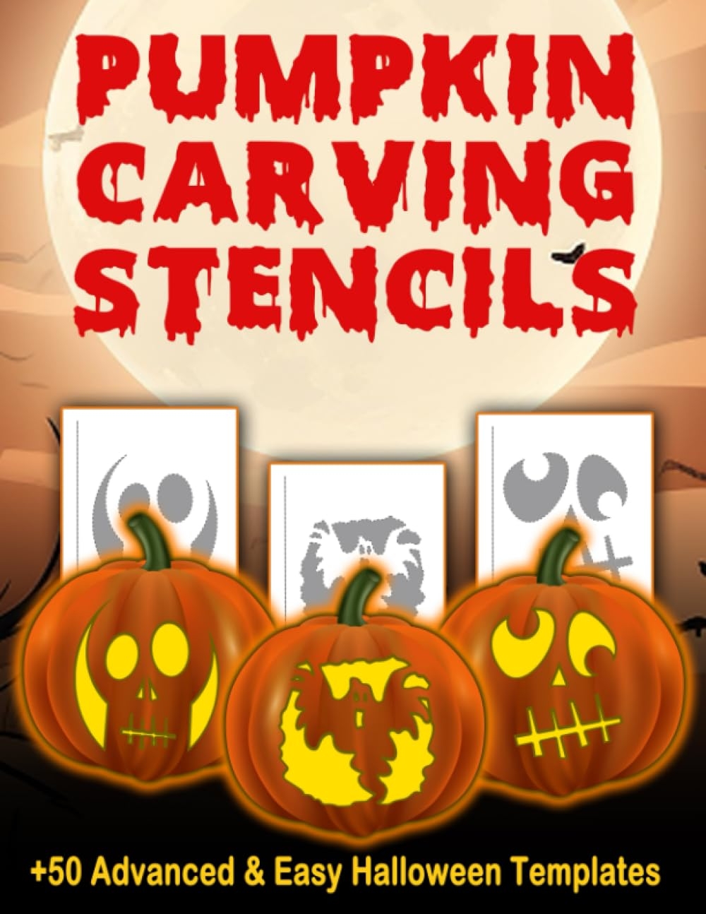 Halloween Pumpkin Carving Stencils Carving Pumpkins Crafts For Halloween Decoration 50 Advanced Easy Patterns Templates Stencils For Kids Teens Adults Siembanil Eliena Amazon Books