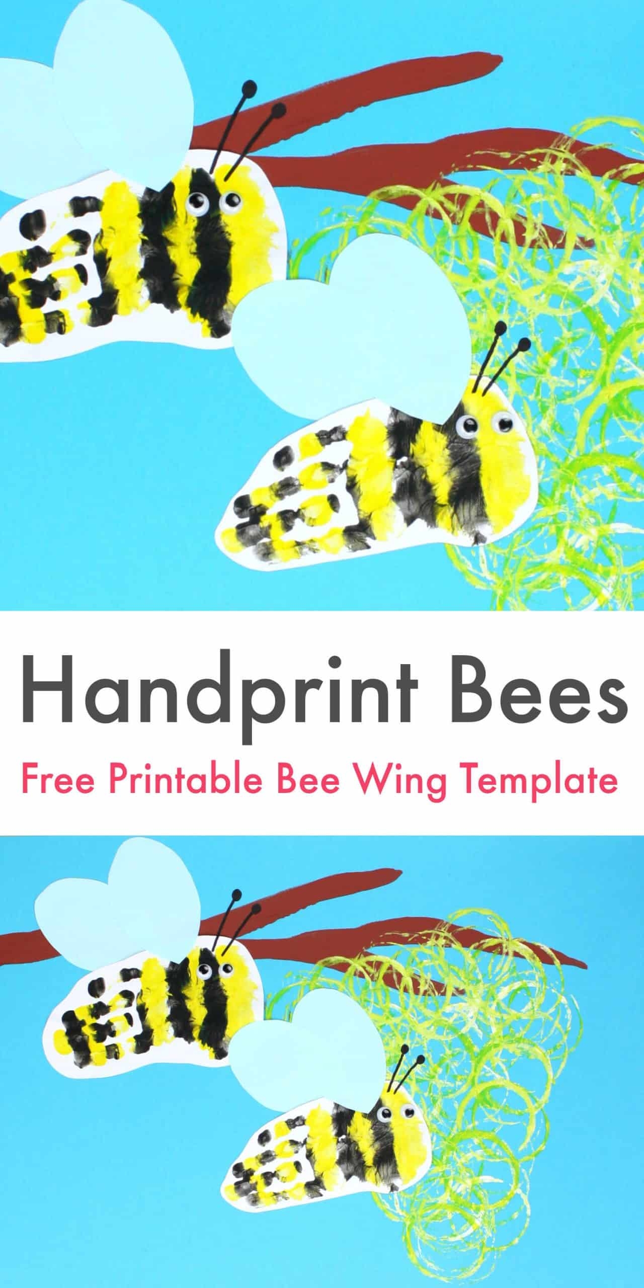 Handprint Bee Craft For Kids Including A Free Printable Bee Wing Template Emma Owl