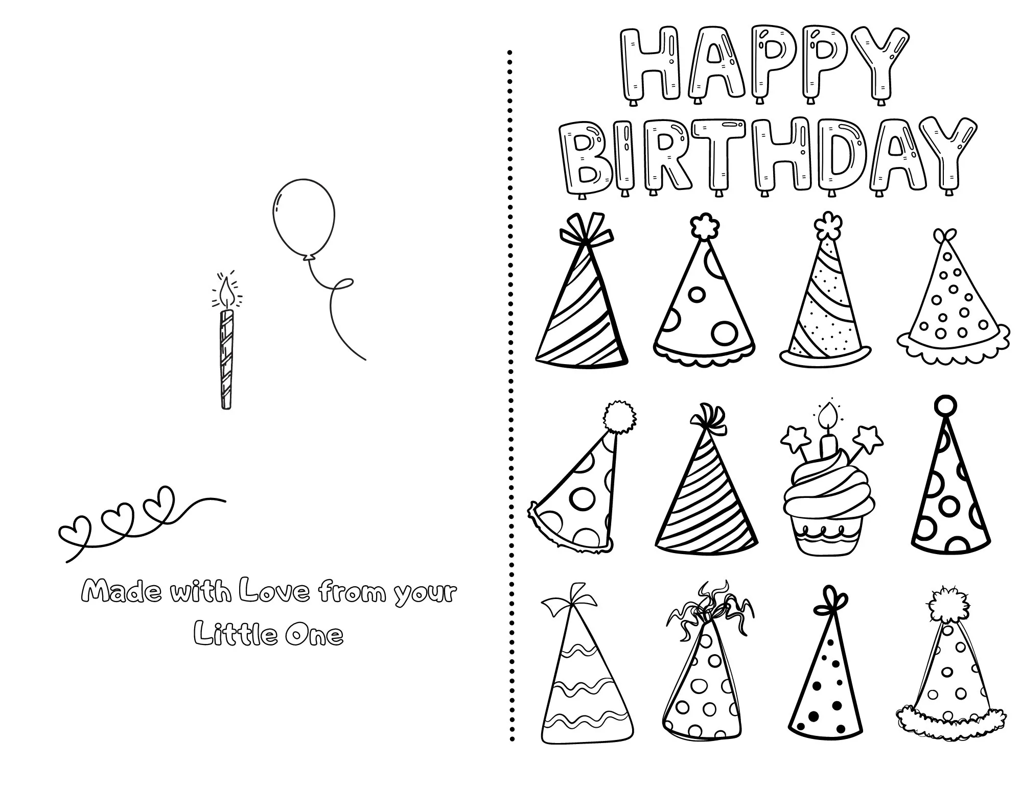 Card Template Printable Foldable Happy Birthday Coloring Card Card Template Printable Foldable Happy Birthday Coloring Card